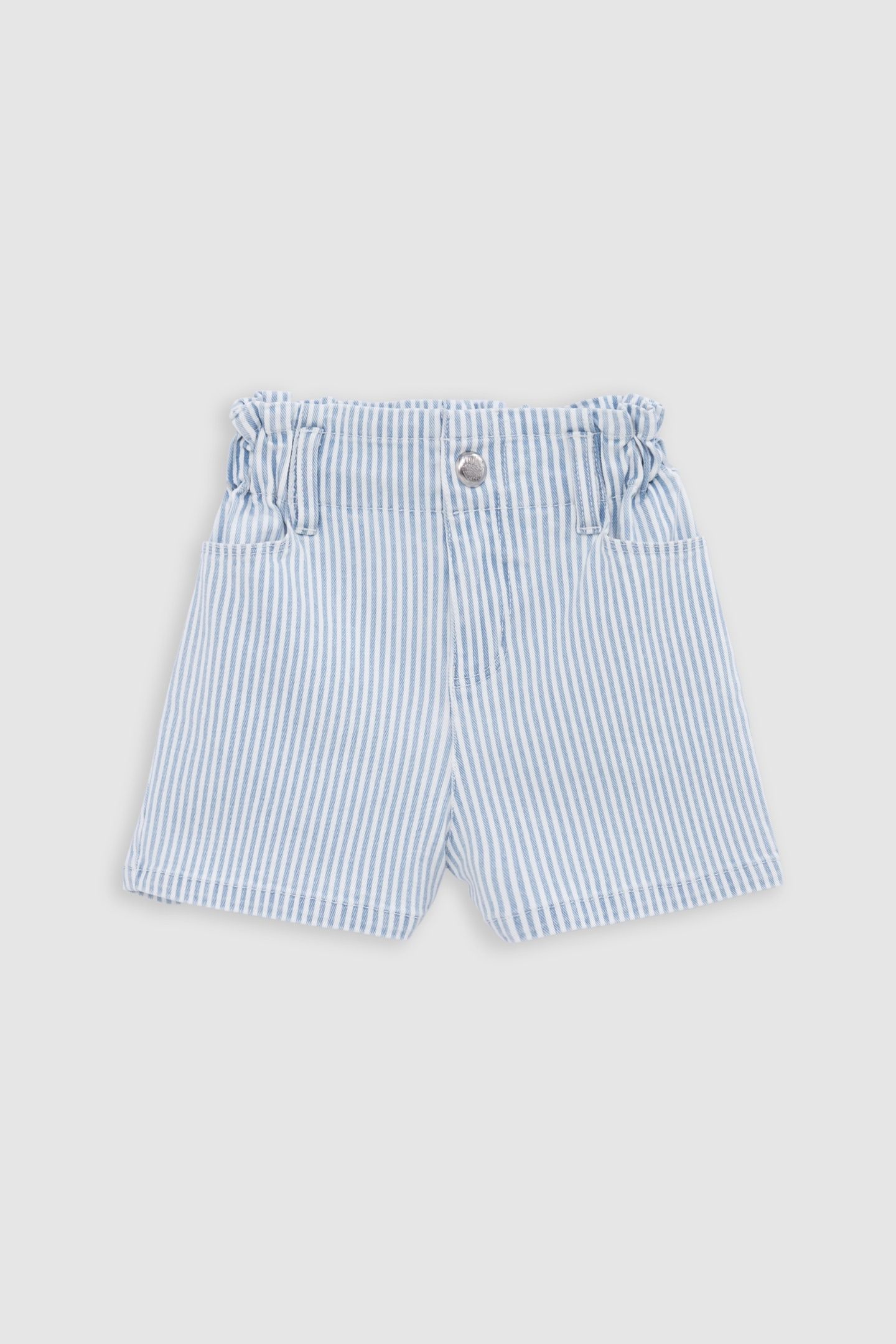 WHITE DENIM SHORTS WITH BLUE STRIPES 1