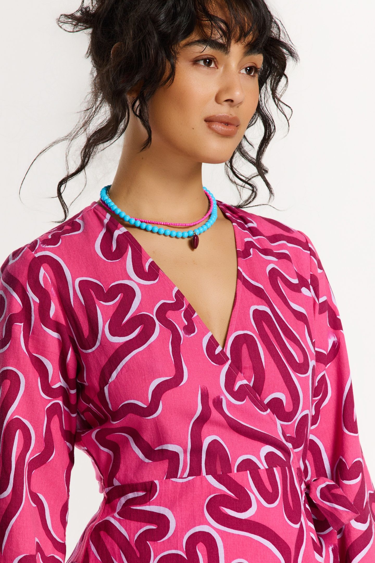 JANELLE DRESS SWIRLY CORAL PINK MAGENTA SWIRLY CORAL 10