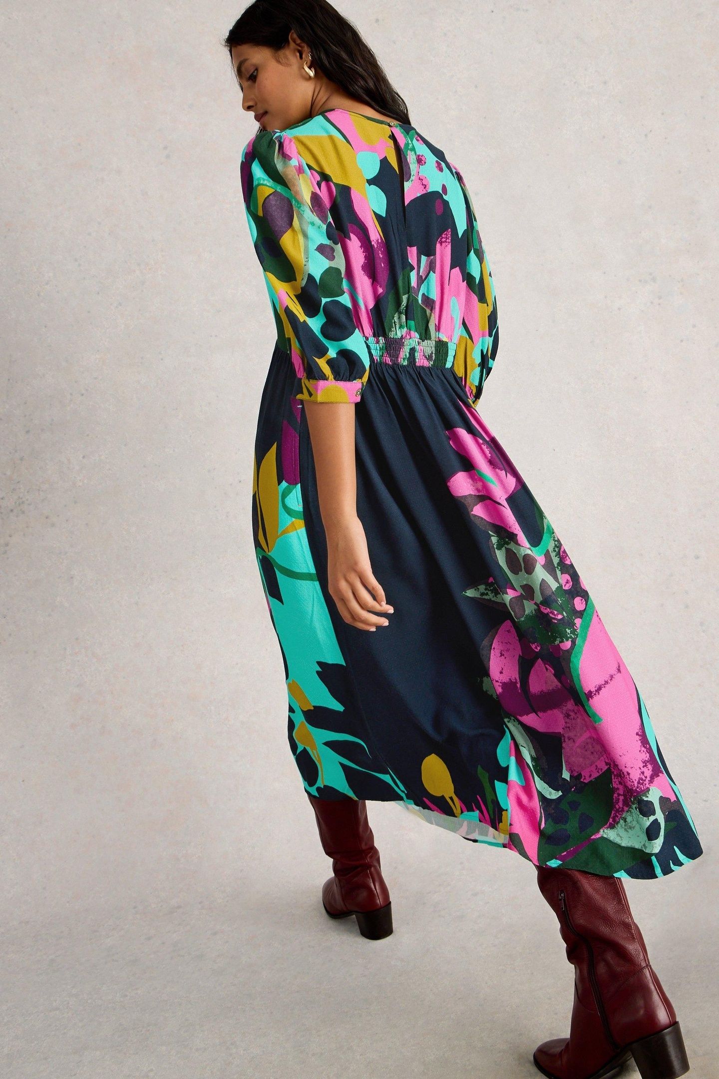 LUCY MIDI DRESS PINK MULTI 5