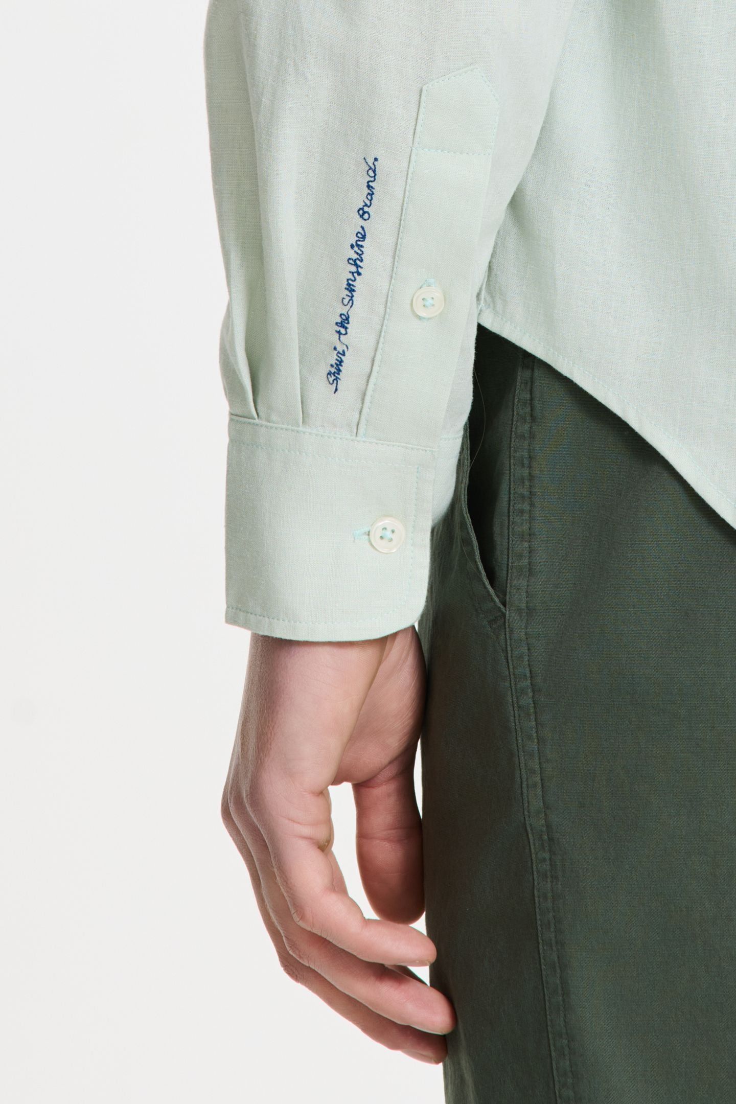 RICK LINEN LONG SLEEVE SHIRT SOLID GREEN SEAFOAM 9