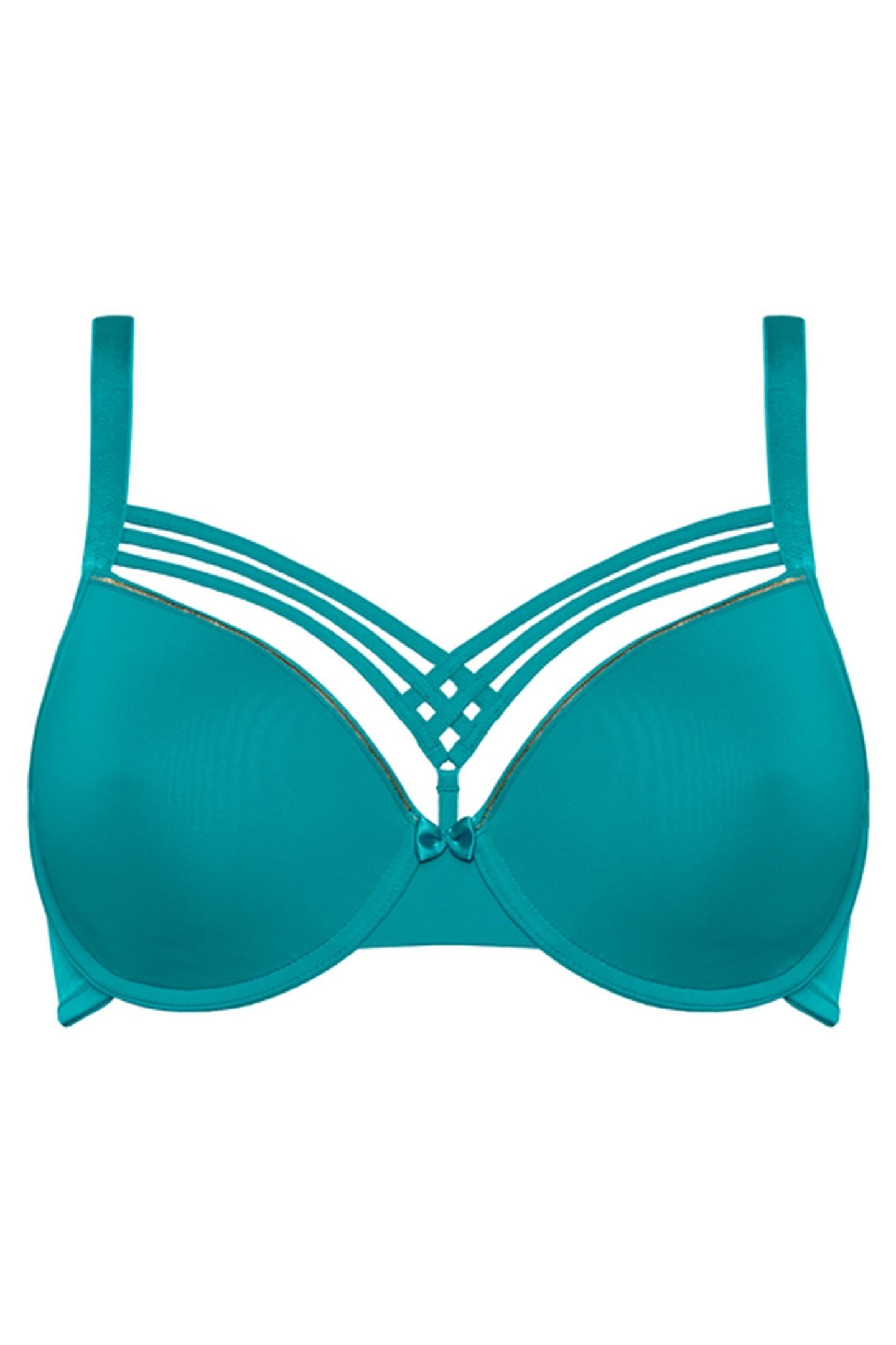 DAME DE PARIS LAKE BLUE AND GOLD PLUNGE BRA 2