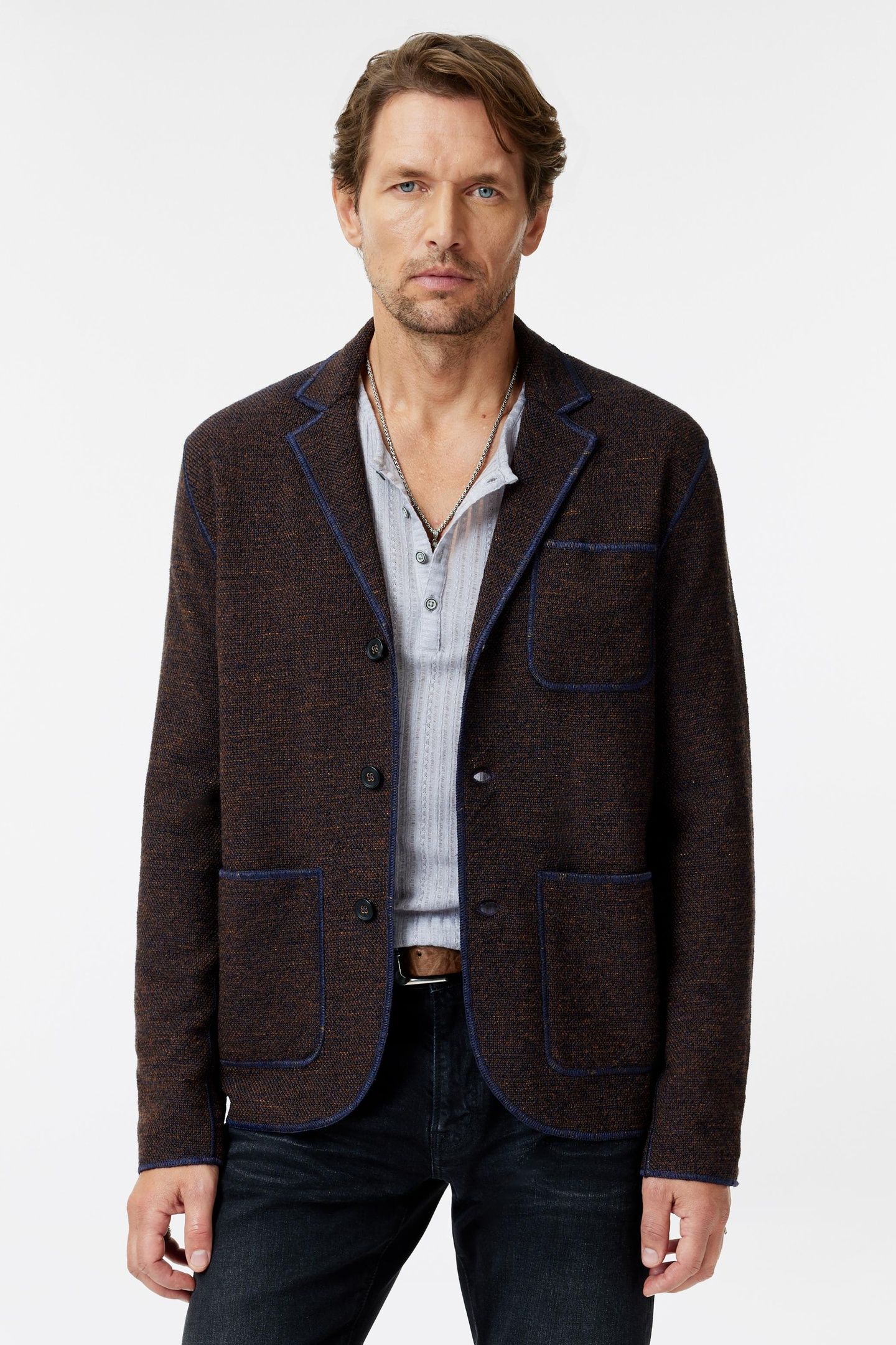 ADRIANO REGULAR FIT BLAZER CARDIGAN JKT LAKE BLUE 1