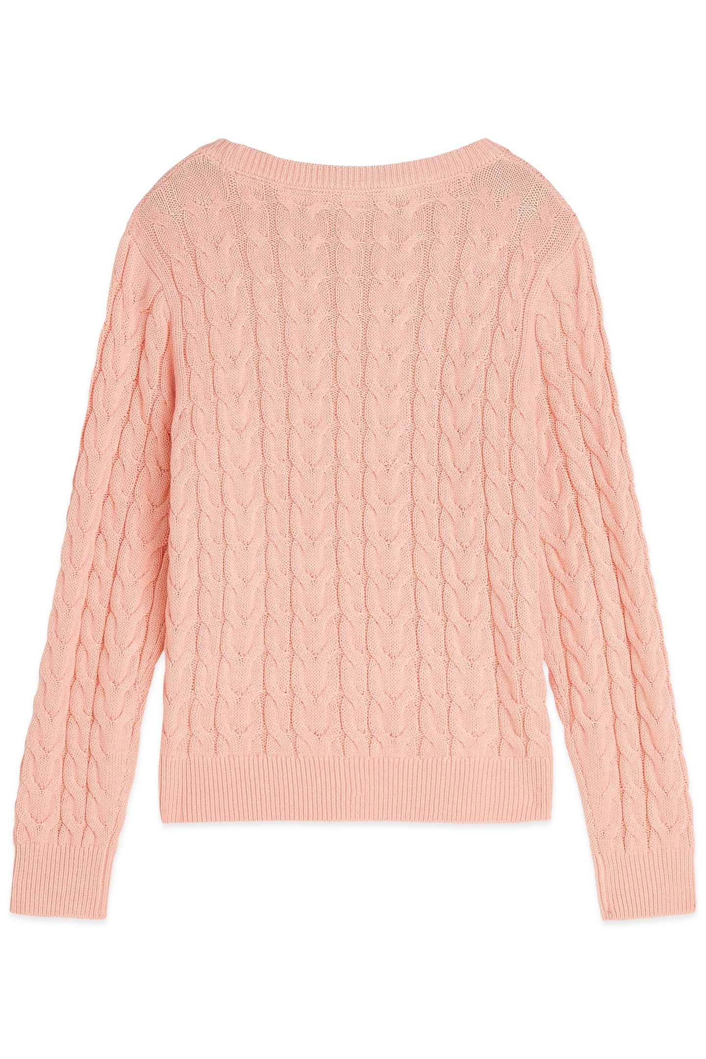 GIRLS CABLE SWEATER KNIT L/S APRICOT BLUSH 2