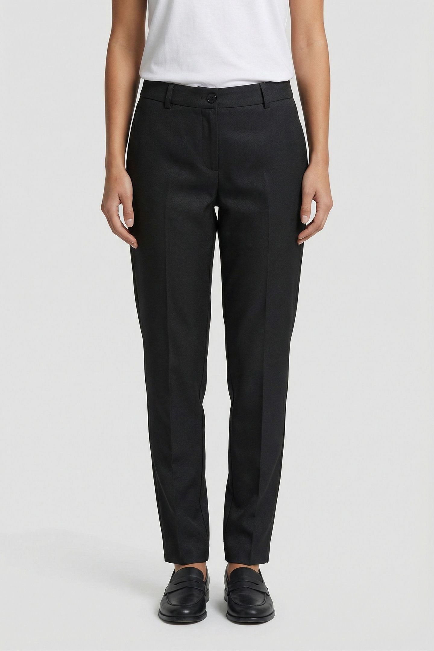 PAN - BLACK COATED CIGARETTE PANTS HIGH WAIST 7/8 1