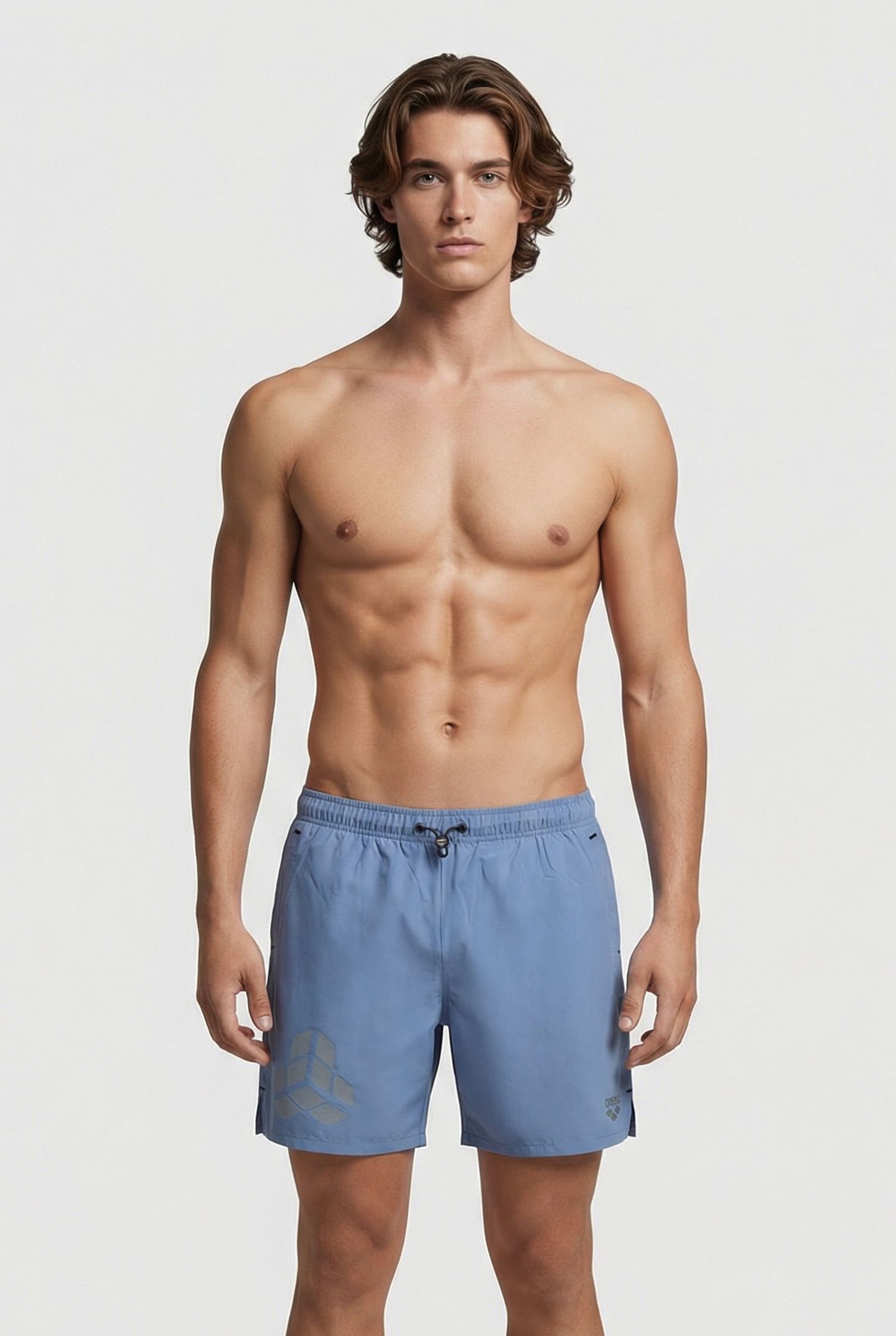 MEN'S ARENA EVO BEACH BOXER LOGO GREY BLUE 1