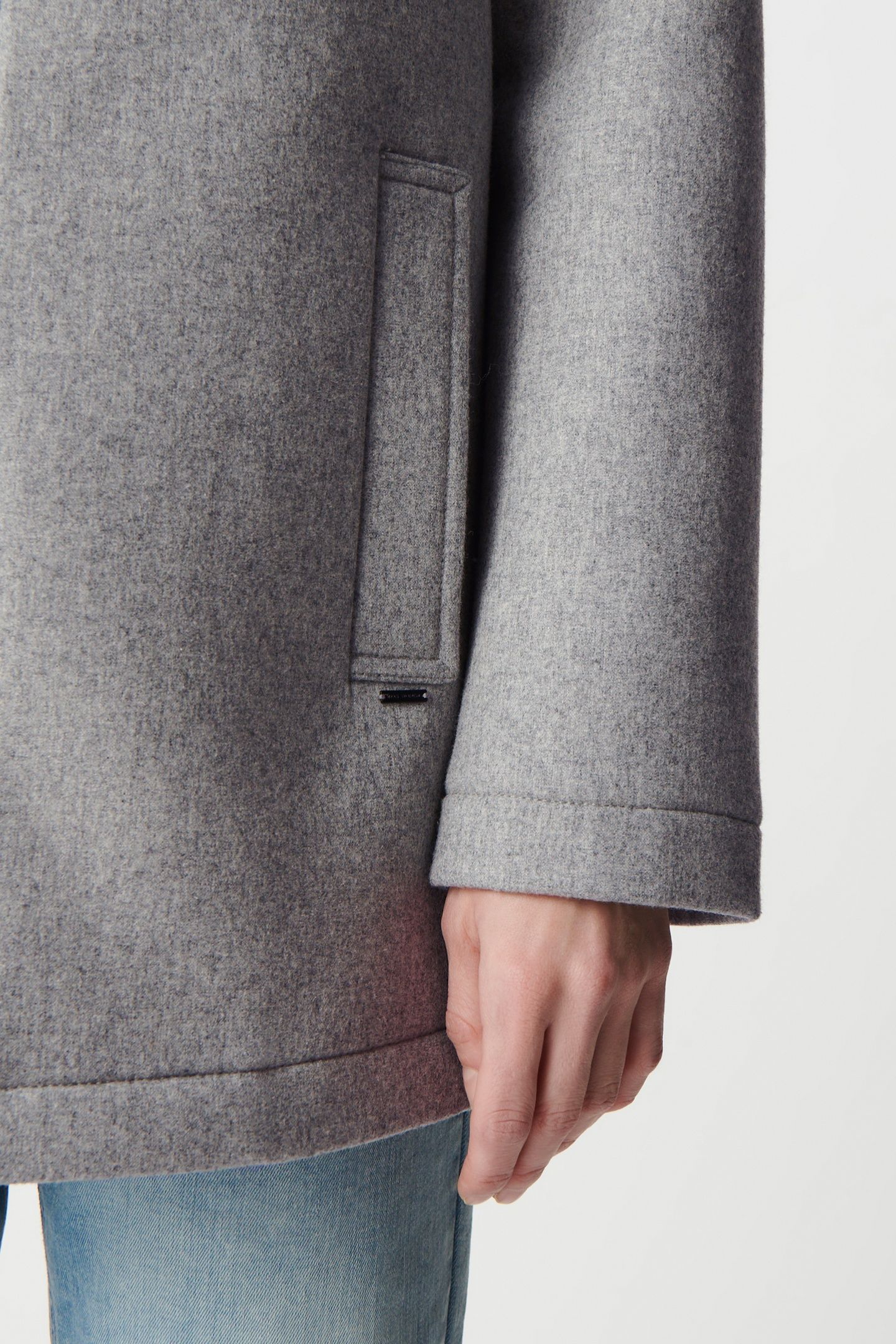 GREY WOOL FLANNEL HOODED COAT 7