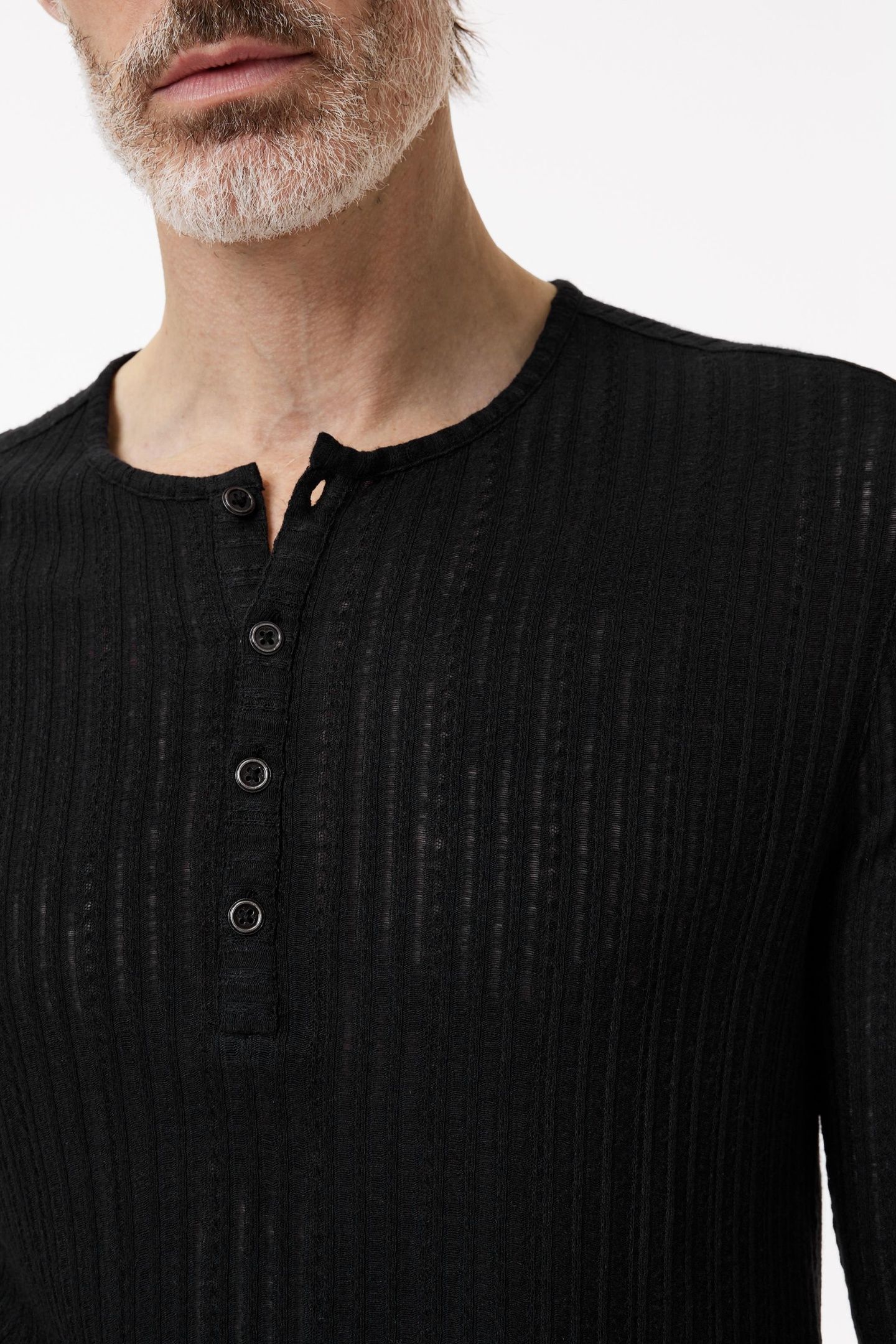 ARAUJO REGULAR FIT LS HENLEY WITH FLOAT BLACK 3