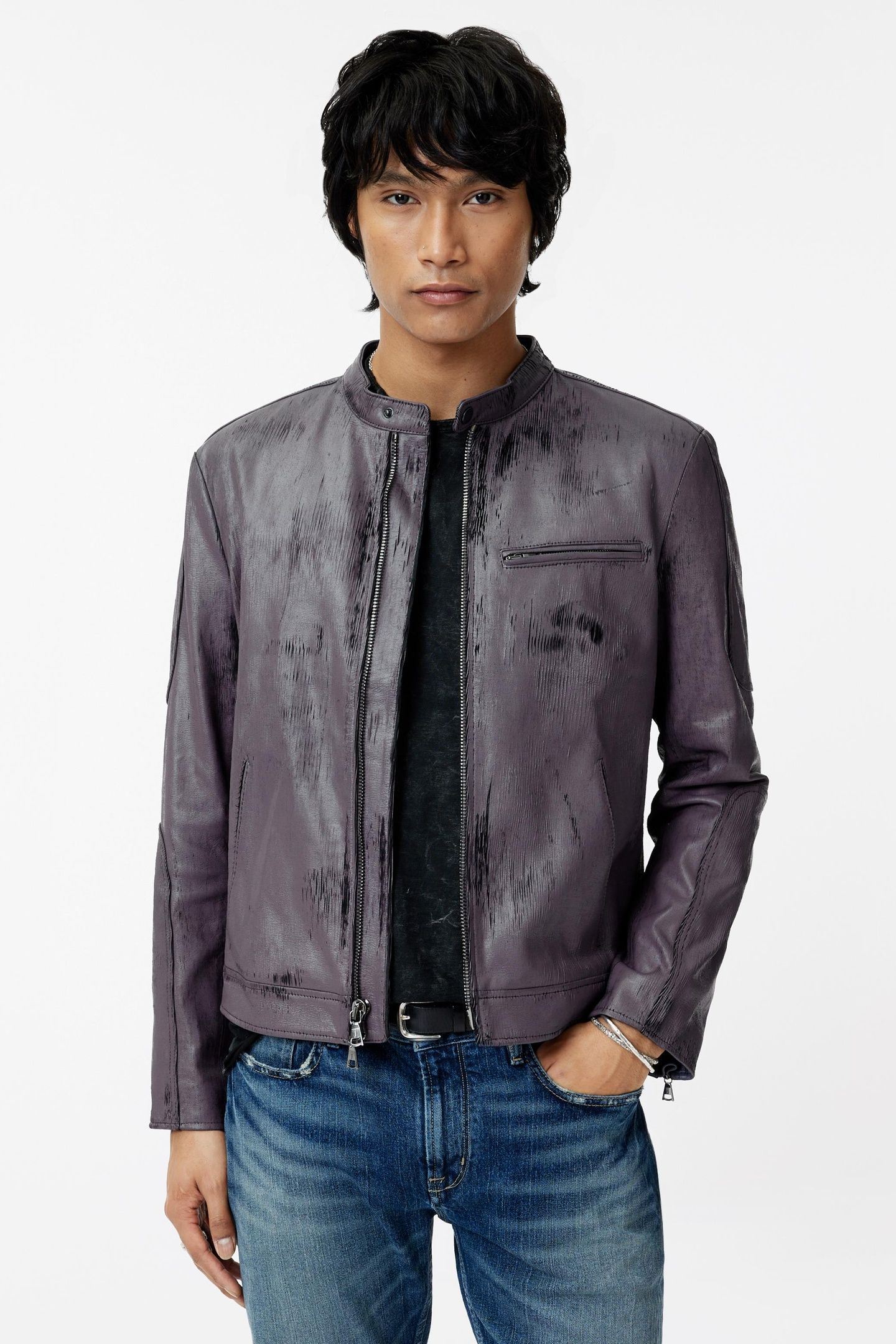 RACER JACKET WITH PANEL DETAILS DRY LAVENDER 1