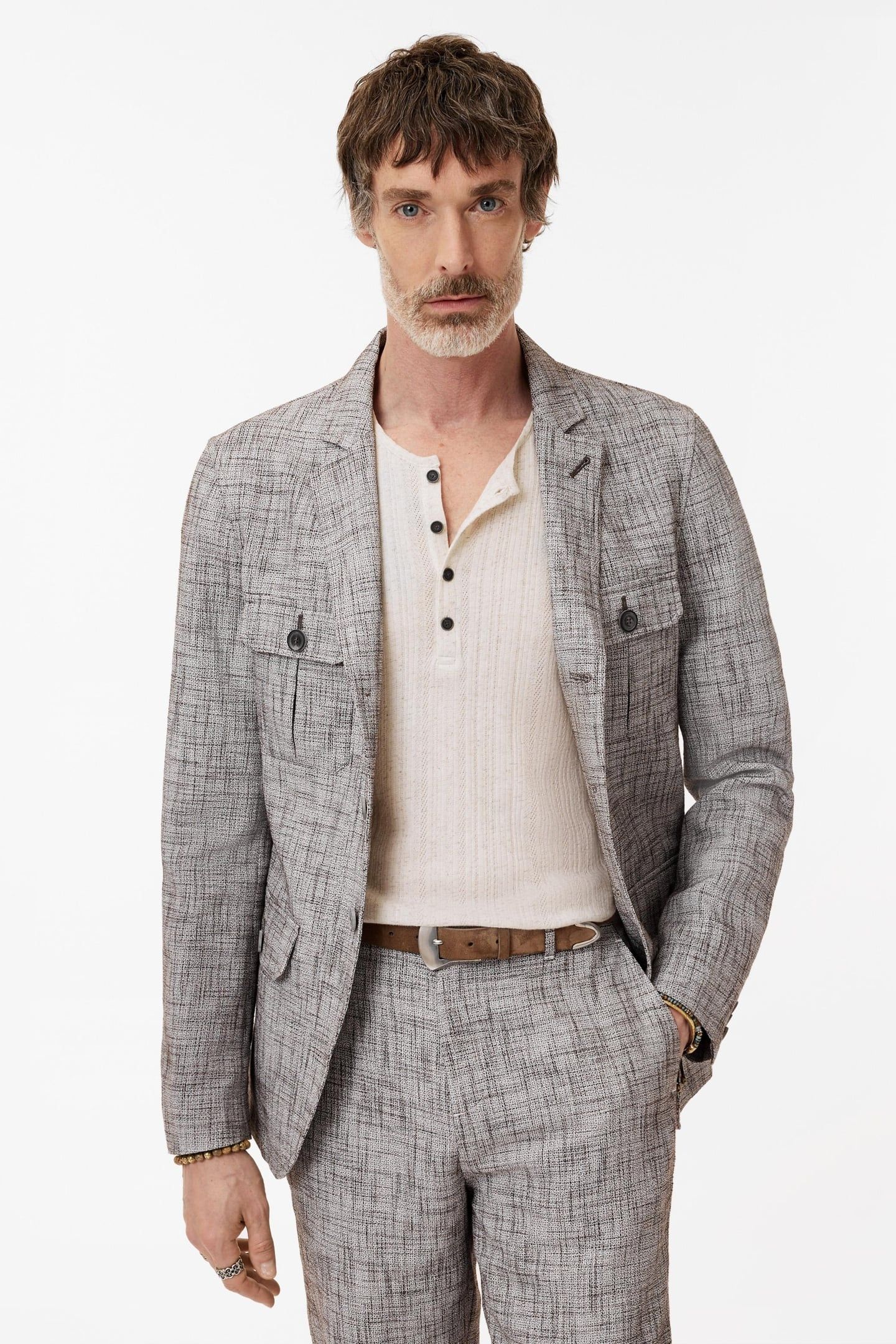 NOTCH LAPEL JACKET WITH FRONT PANEL AND HAZELNUT 1