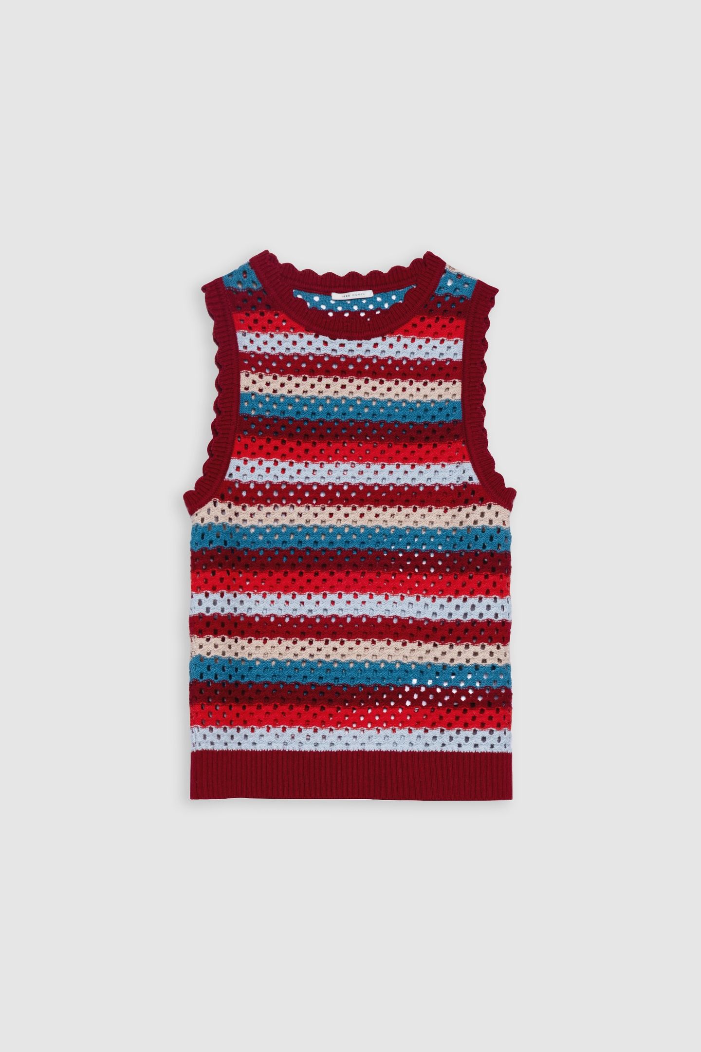 RED OPENWORK KNIT TOP, STRIPES PATTERN 5
