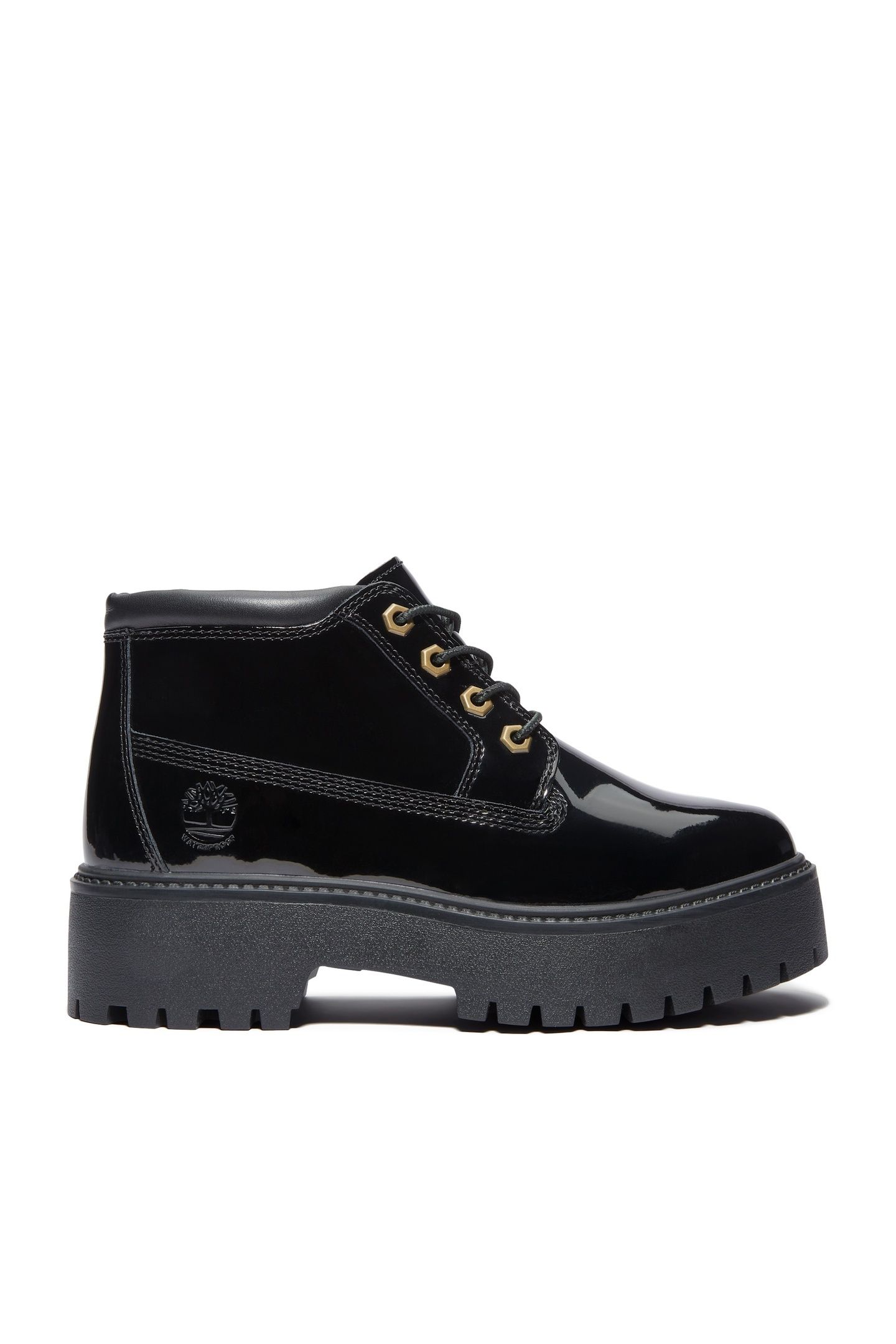 STONE STREET MID LACE UP WATERPROOF BOOT BLACK PATENT LEATHE 1