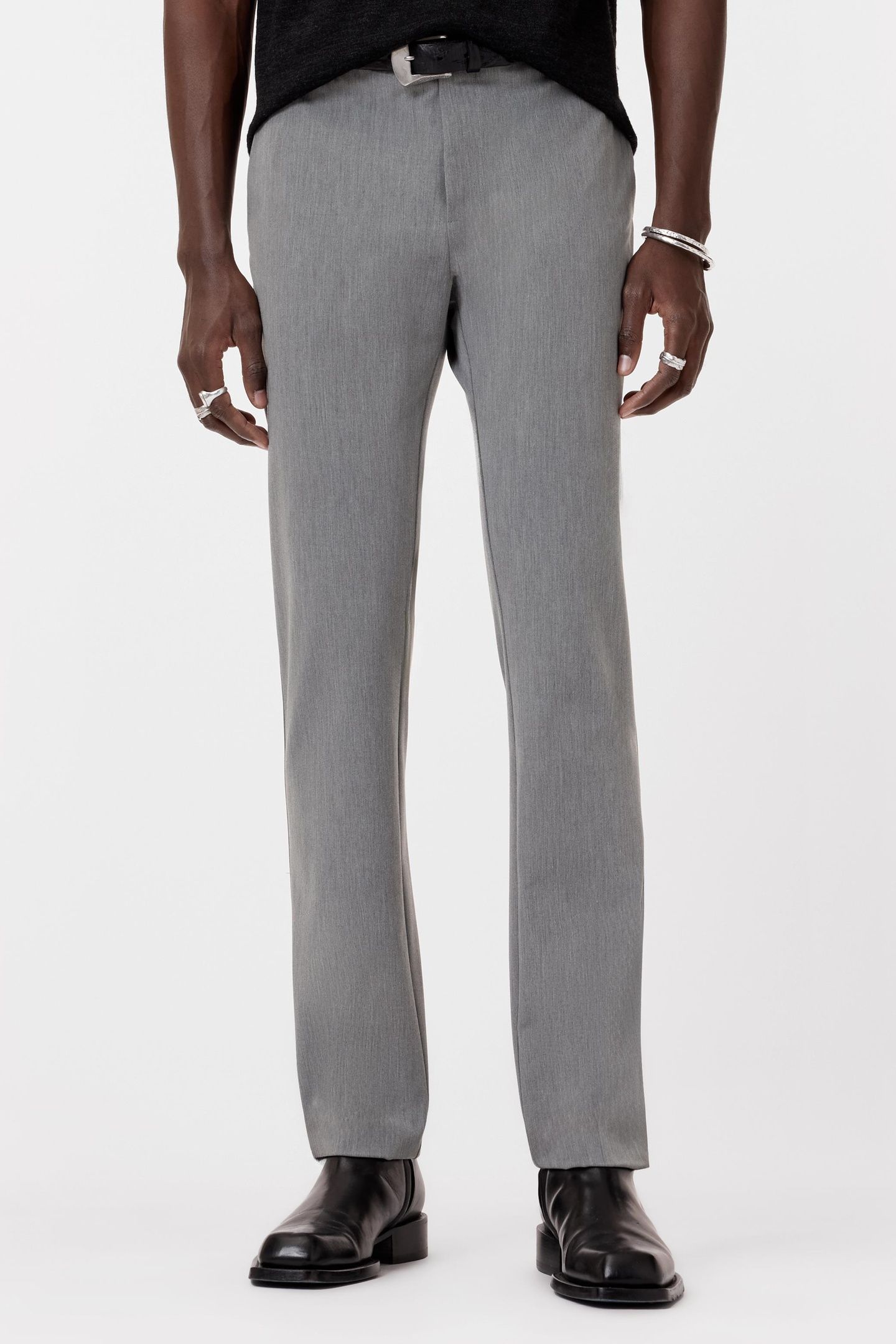 MERCER PANTS - SLIM FIT PANTS WITH WELT GREY HTHR 1