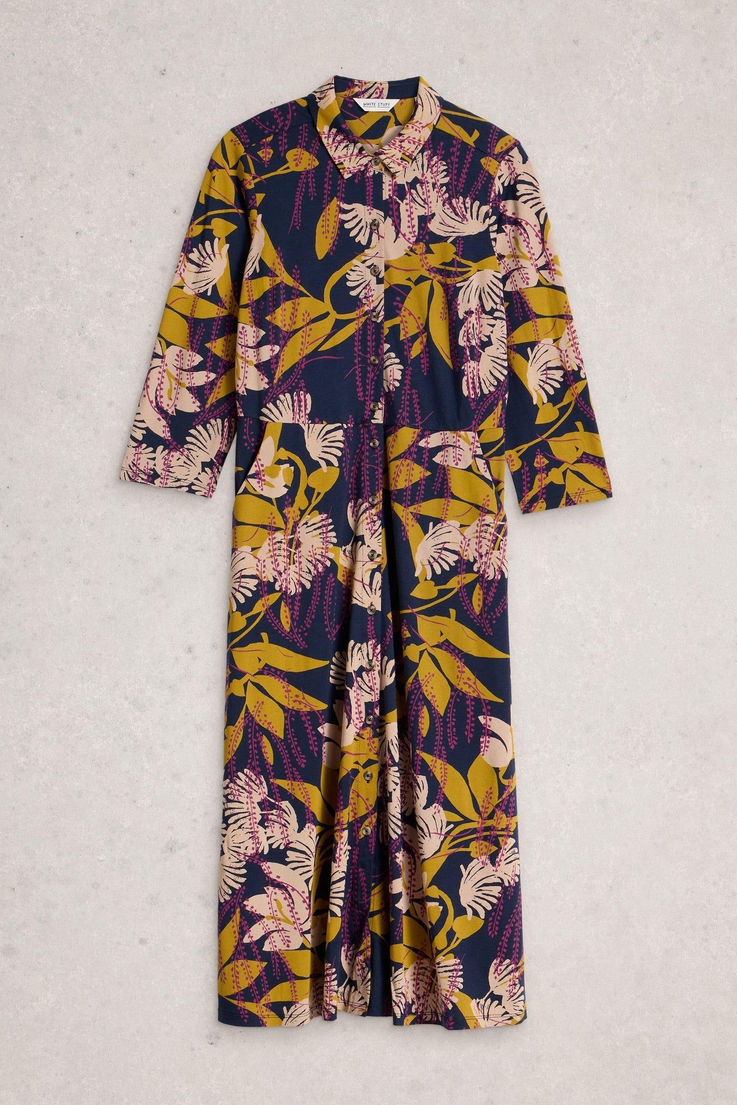 RUA JERSEY SHIRT DRESS NAVY MULTI 4