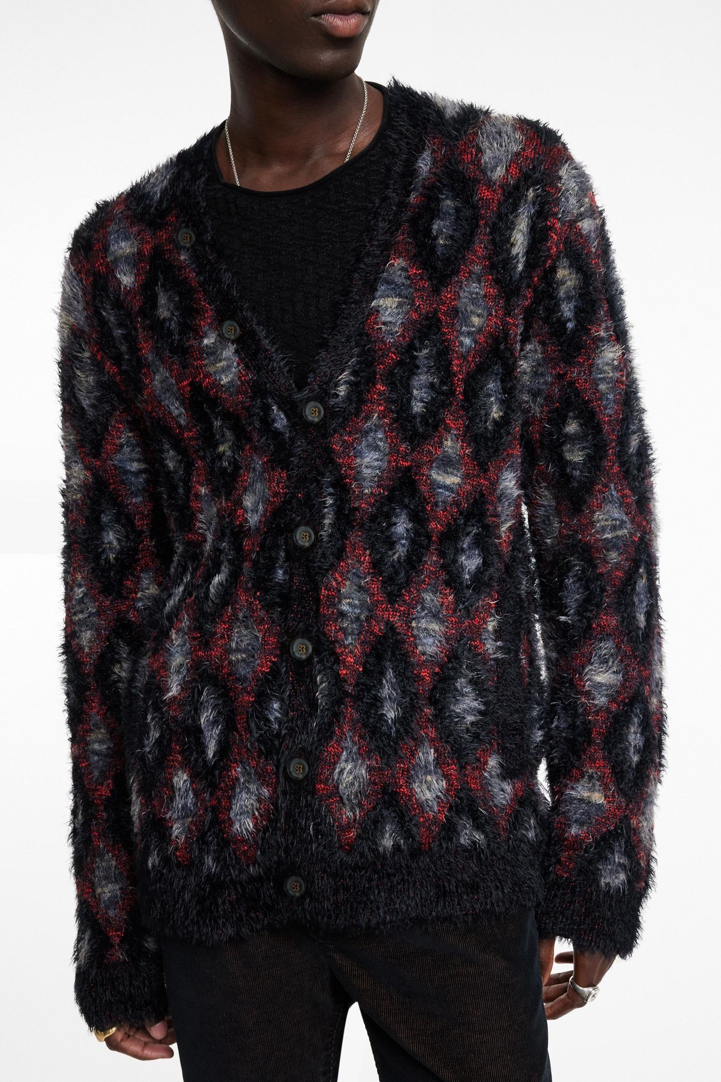 LAYNE REGULAR FIT CARDIGAN WITH CHUNKY D BLACK 2