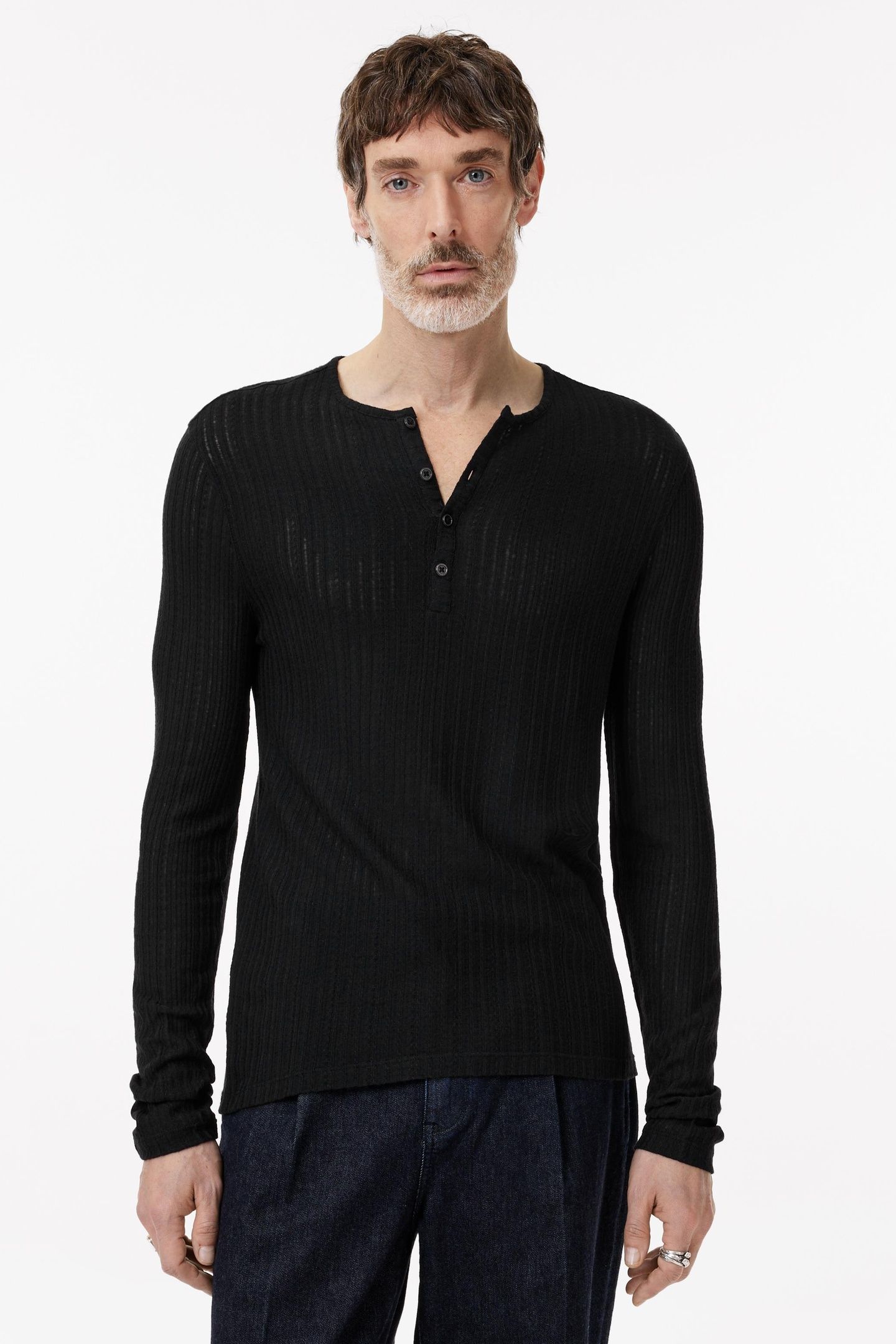 ARAUJO REGULAR FIT LS HENLEY WITH FLOAT BLACK 1