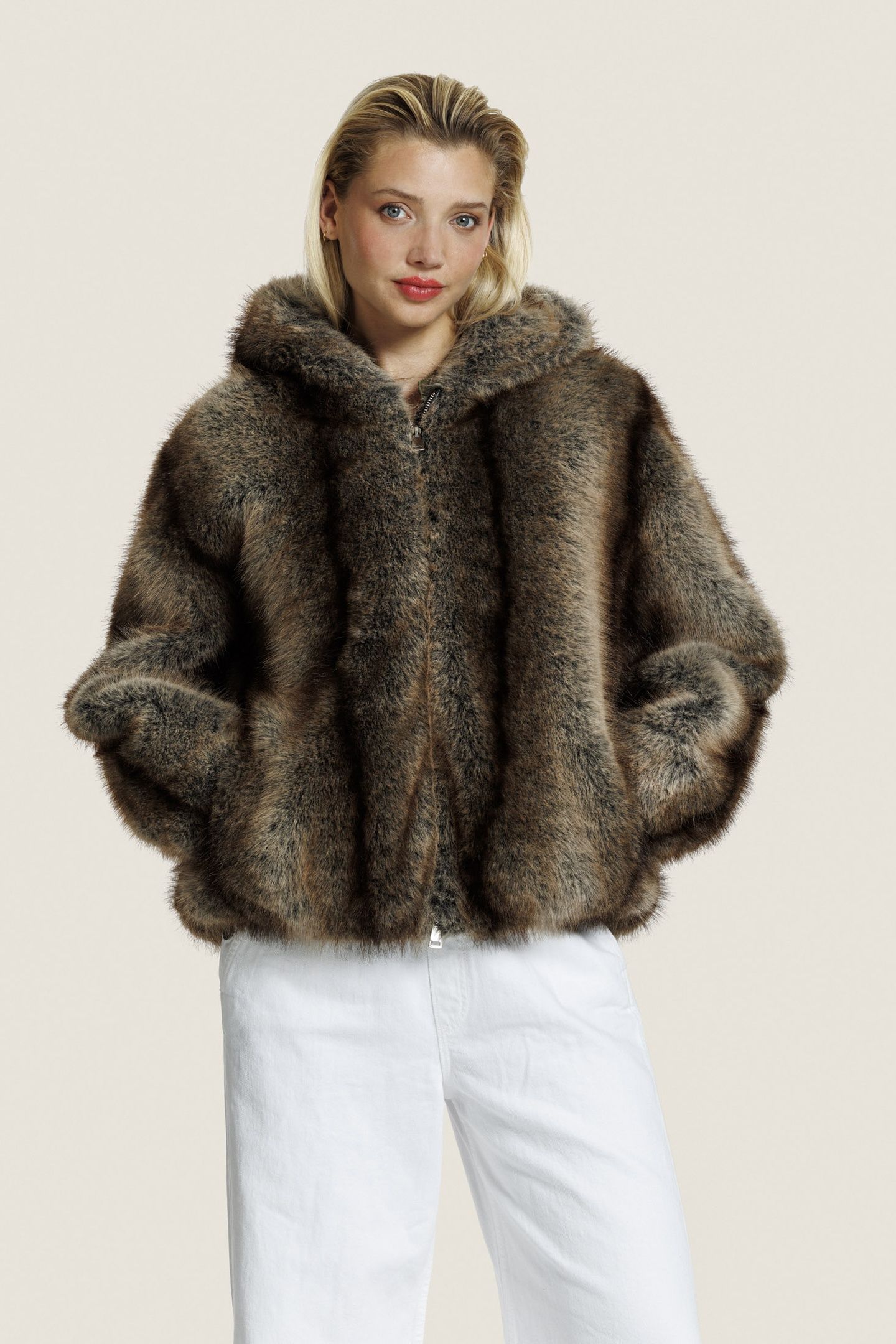 HAZEL FUR JACKET BROWN 3