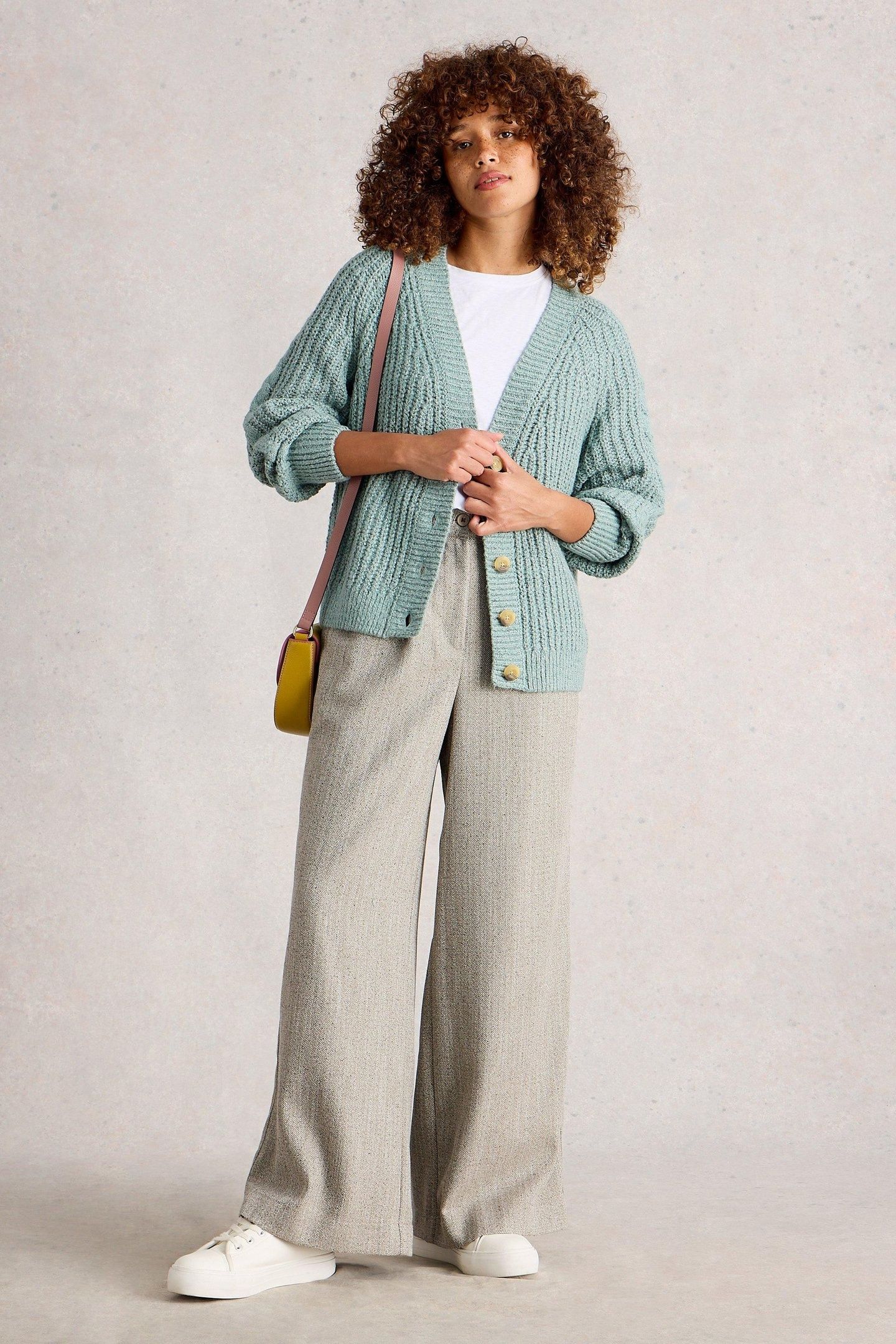 SALLY SLUB CARDIGAN DUSTY GREEN 1