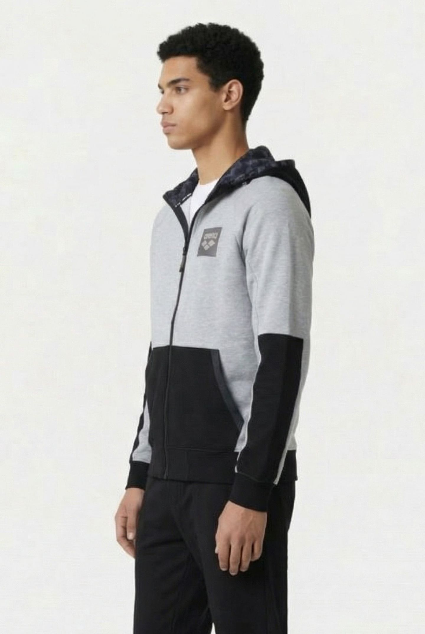 MAN HOODIE FULL ZIP LIGHT GREY MELANGE 3
