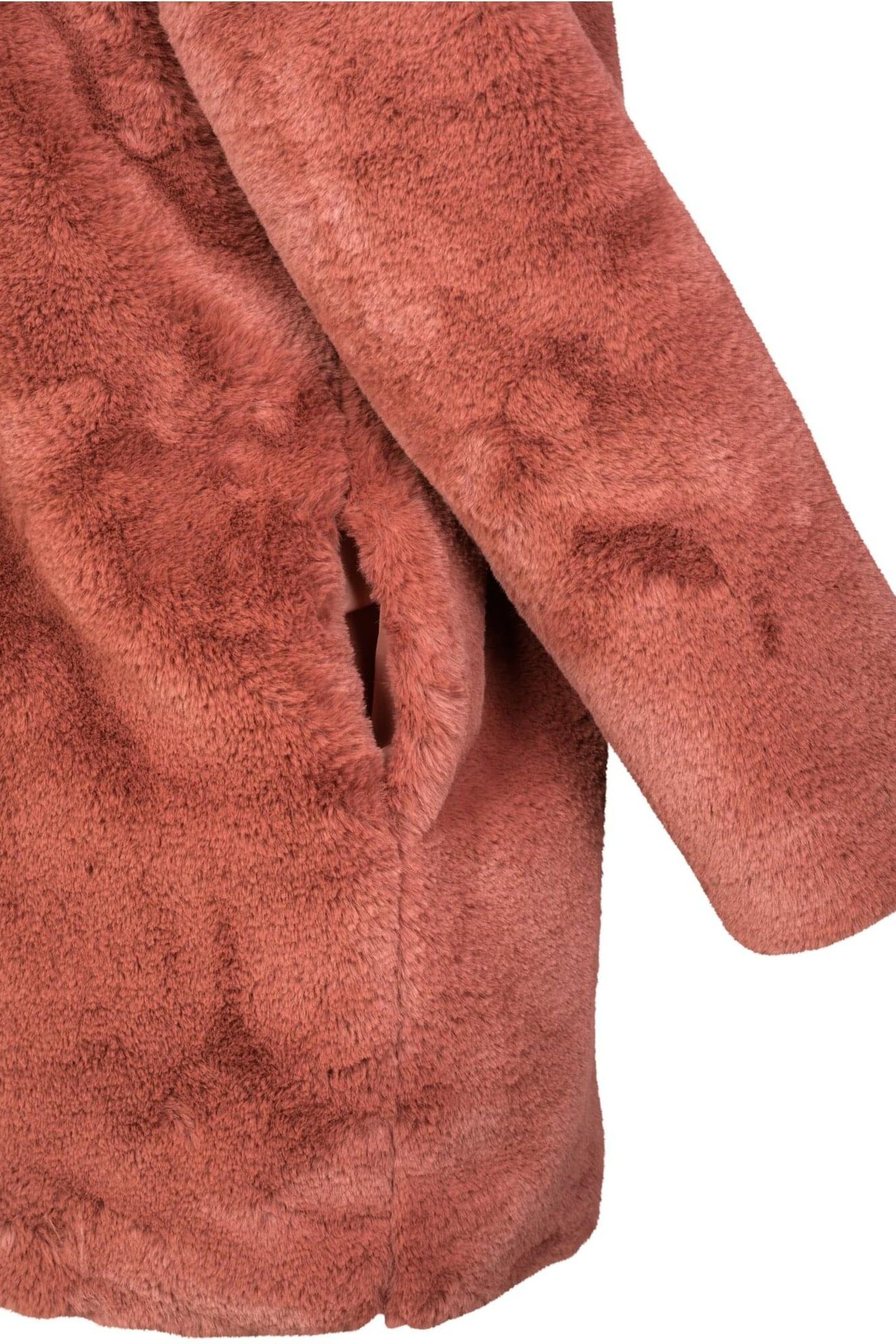 LADIES HOODED TEDDY COAT DARKROSE 14