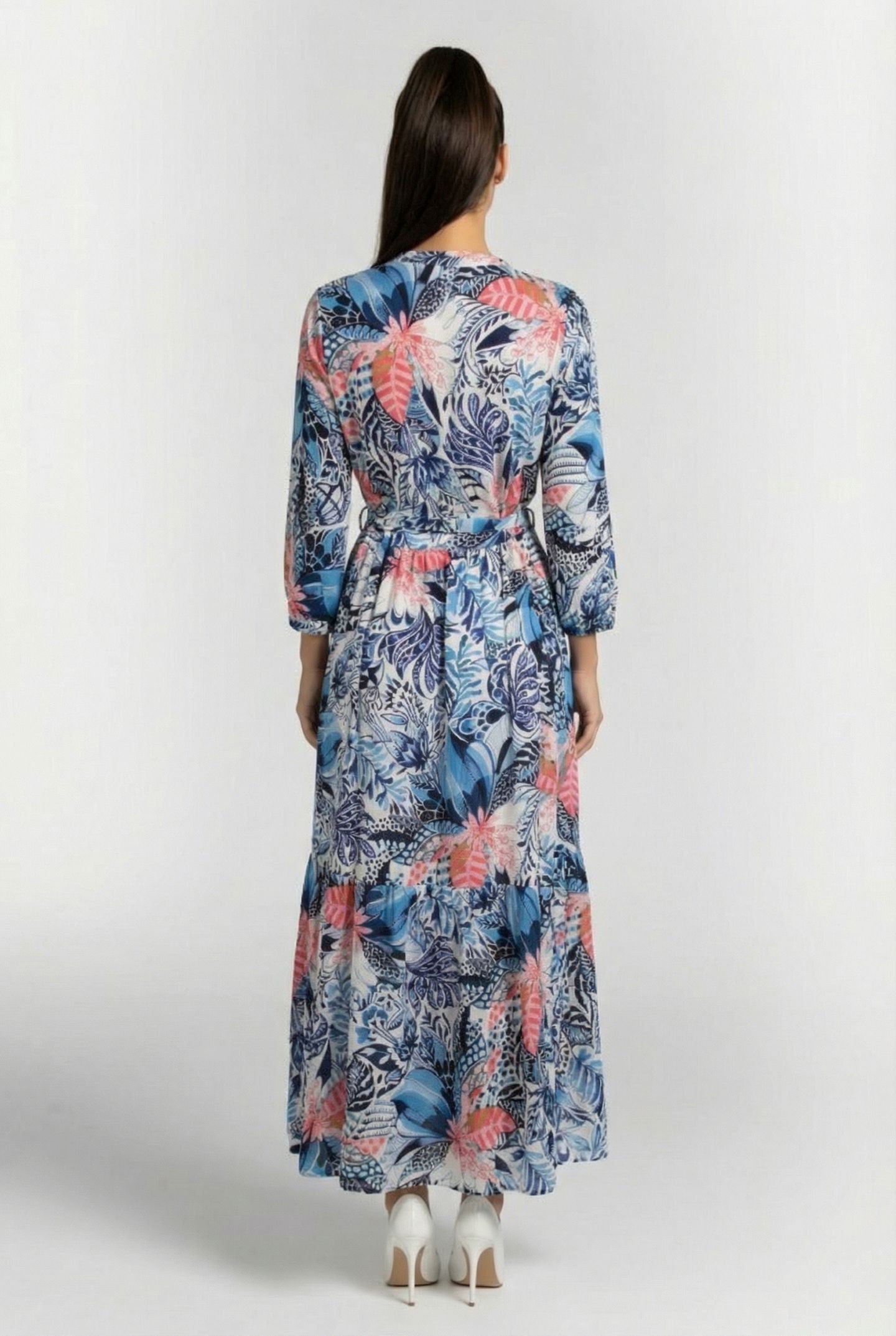 DRESS MELODY IN OFFWHITE WITH AZUR FUSION PRINT 2