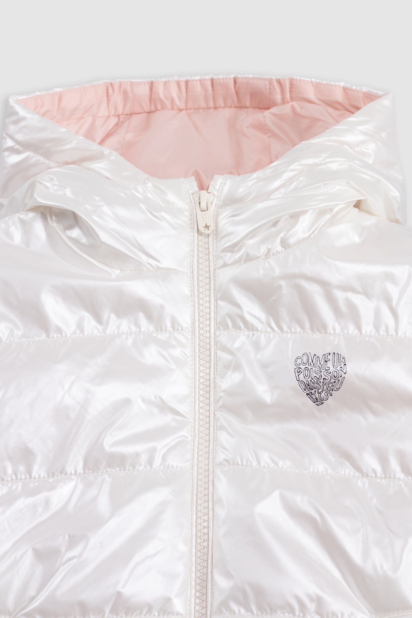 RECYCLED PADDED JACKET IN ECRU WITH HEART 3
