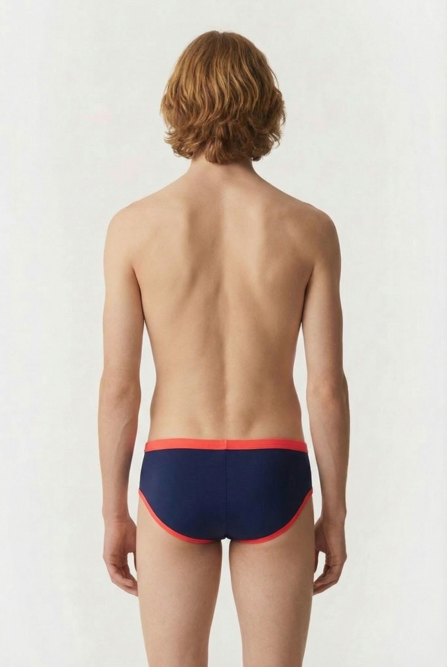 MEN'S ARENA ONE 12CM SWIM BRIEFS BIG LOG NAVY FLUO RED 2
