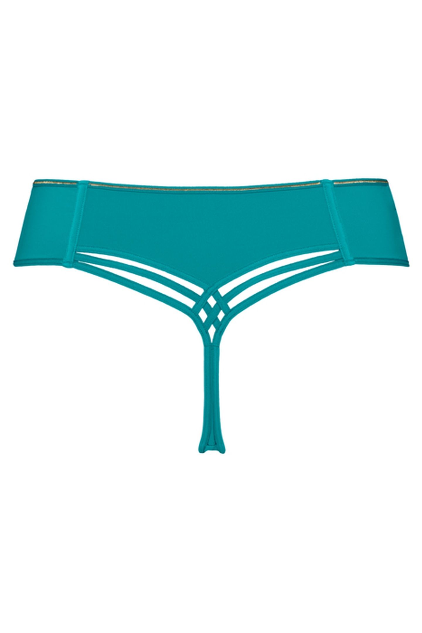 DAME DE PARIS LAKE BLUE AND GOLD THONG 3