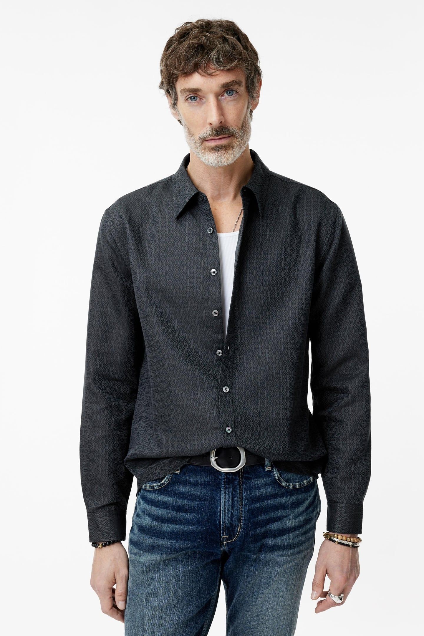 MARTIN SHIRTS - WIDE SPREAD COLLAR SHIRT BLUE SMOKE 1