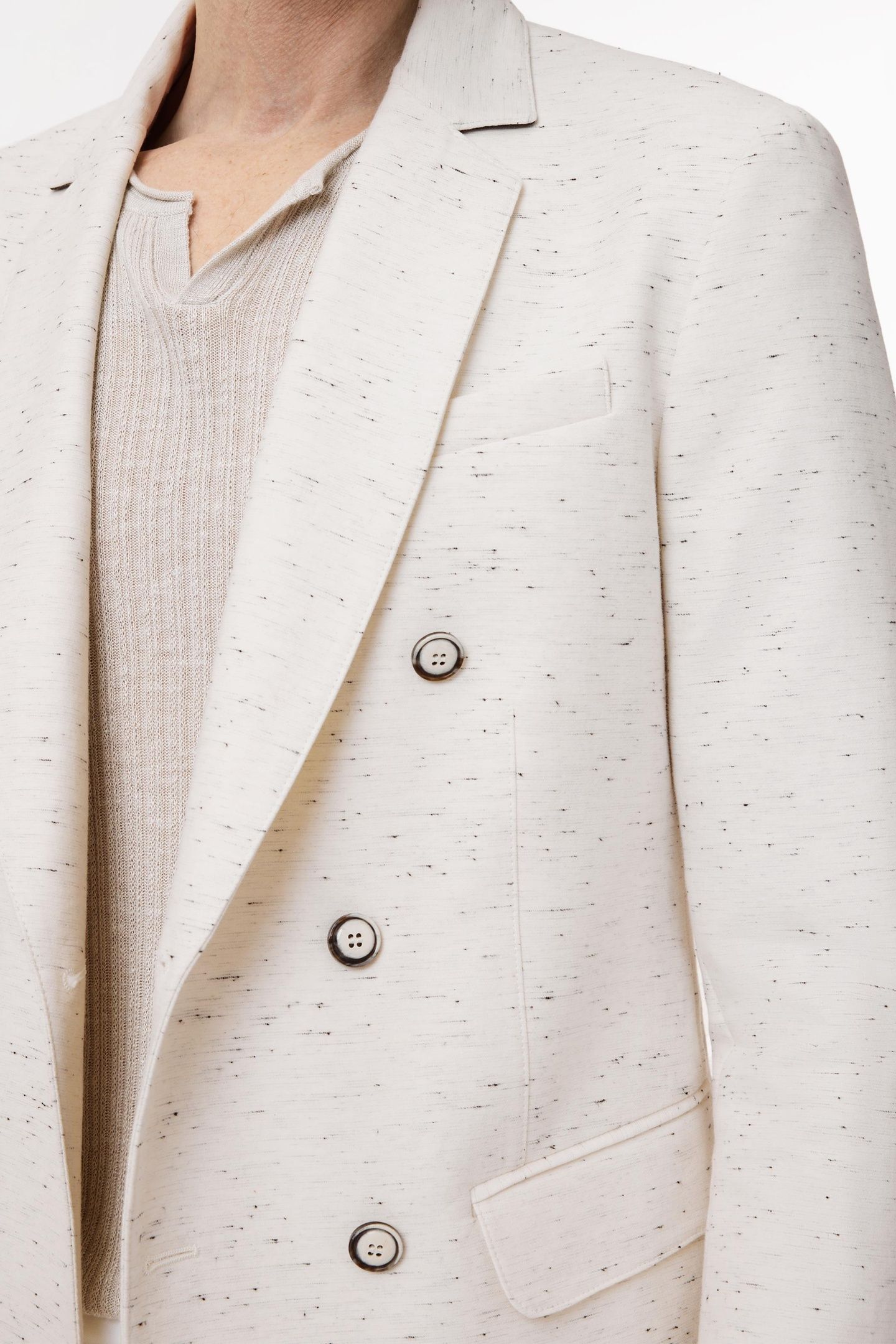 DEVITT JACKET - DOUBLE BREASTED PICK STI CHALK 3