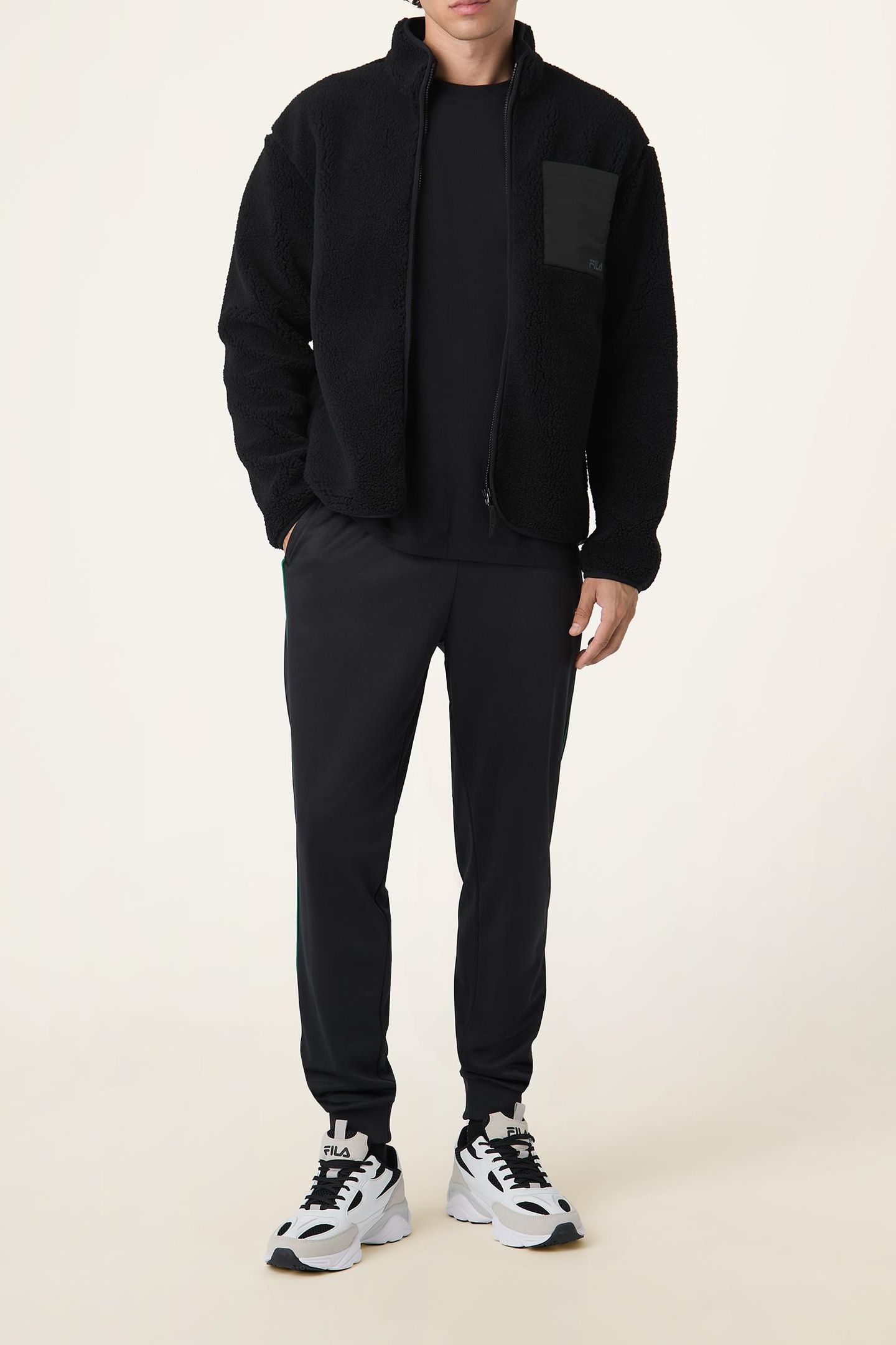 VALGRANA REGULAR TEDDY FLEECE JACKET BLACK 2