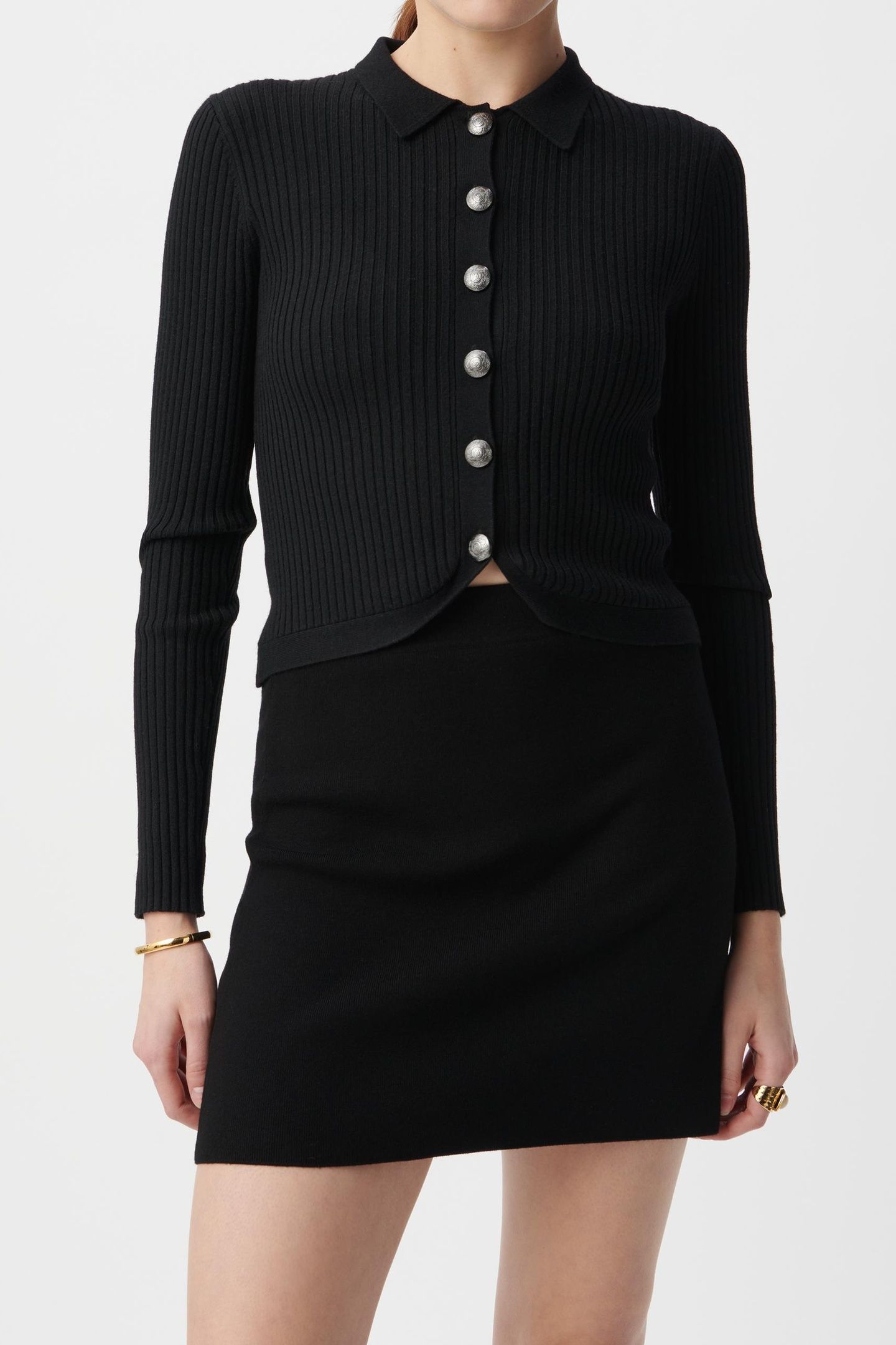 BLACK STRAIGHT KNIT SKIRT 2