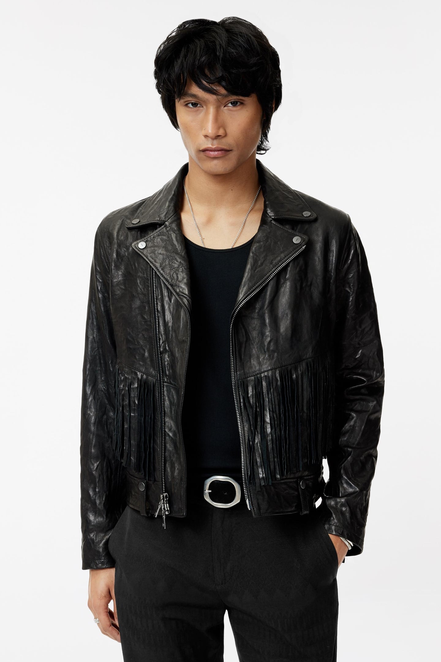 FRINGE BIKER JACKET BLACK 1