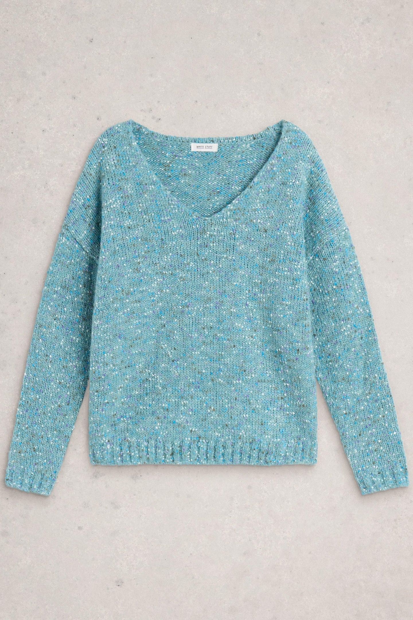 TEXTURE V NECK MID BLUE 3