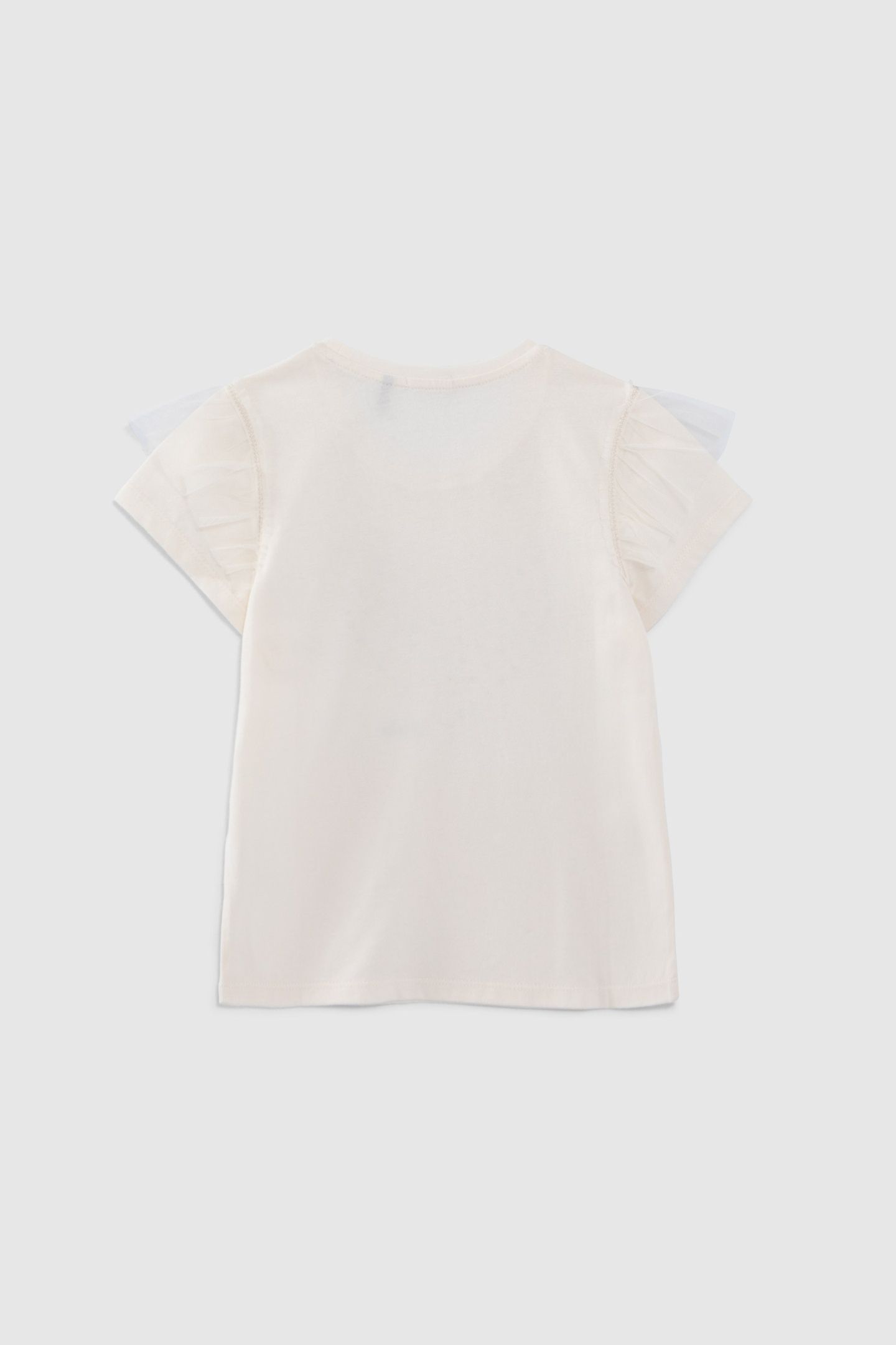 GIRLS’ ECRU T-SHIRT WITH HEART-SHAPED FLOWER DECOR 2