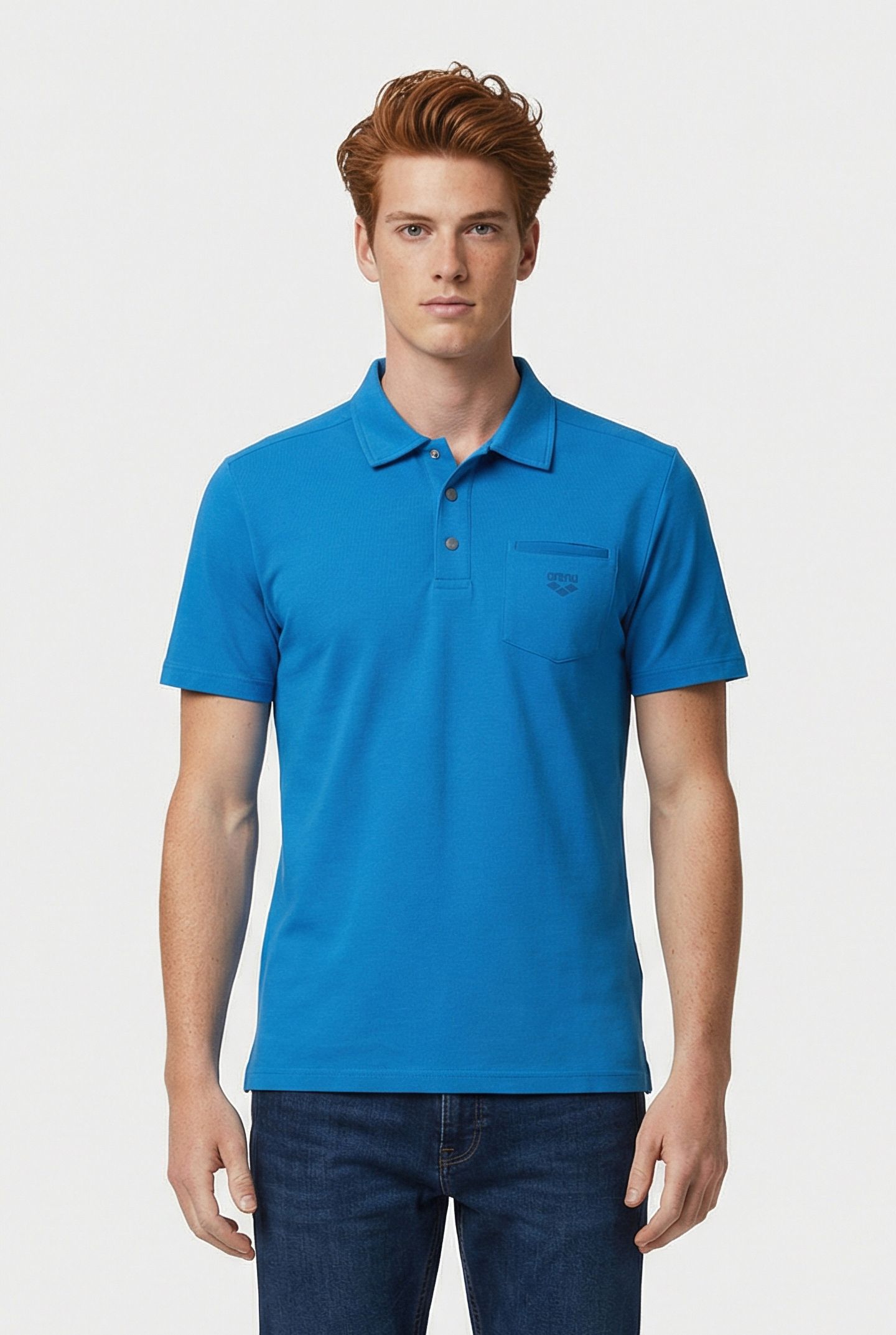MEN'S POLOSHIRT POCKET SOLID BLUE LAKE 1