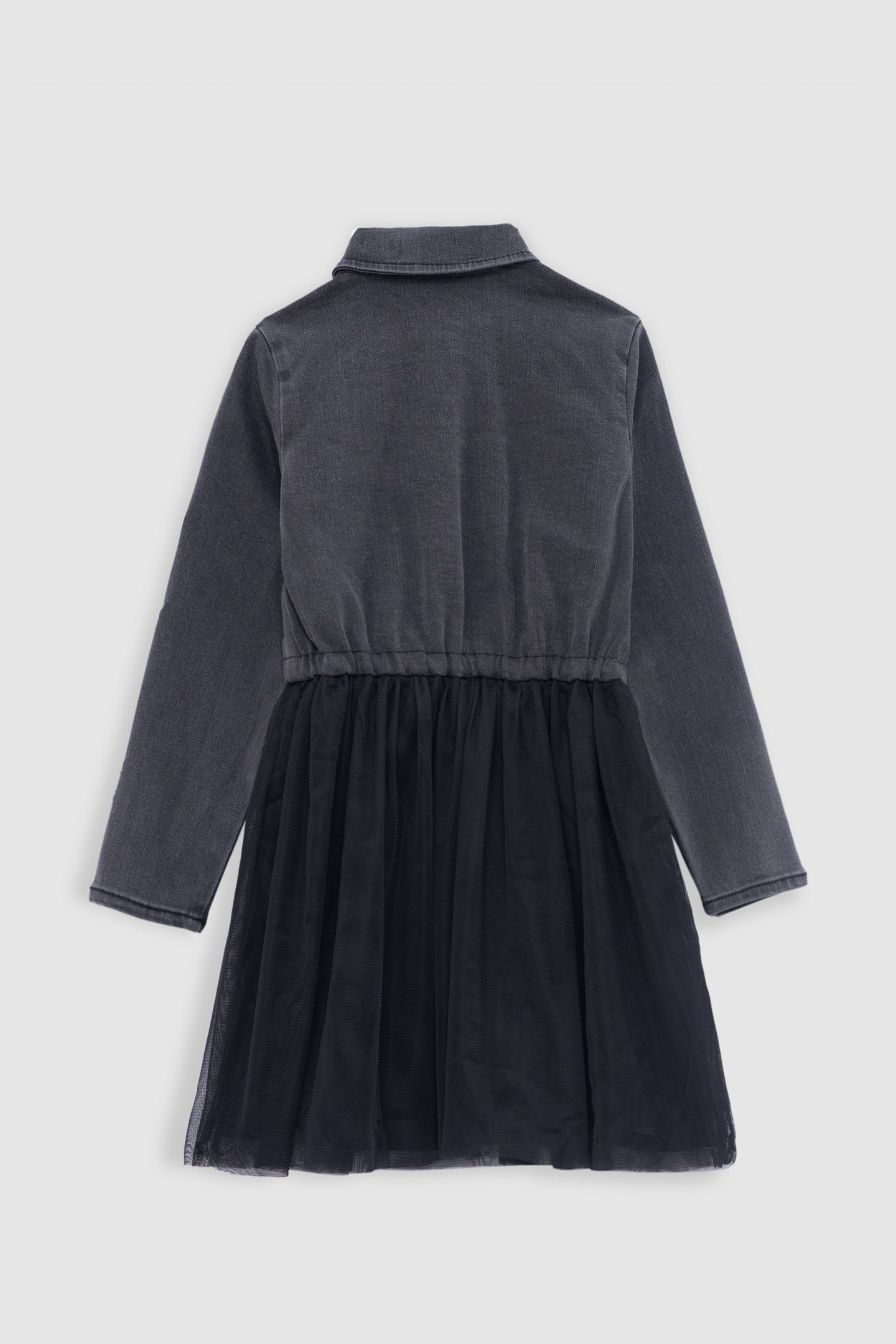 GIRL'S GRAY TWO-MATERIAL TULLE UNDERSKIRT DRESS 2