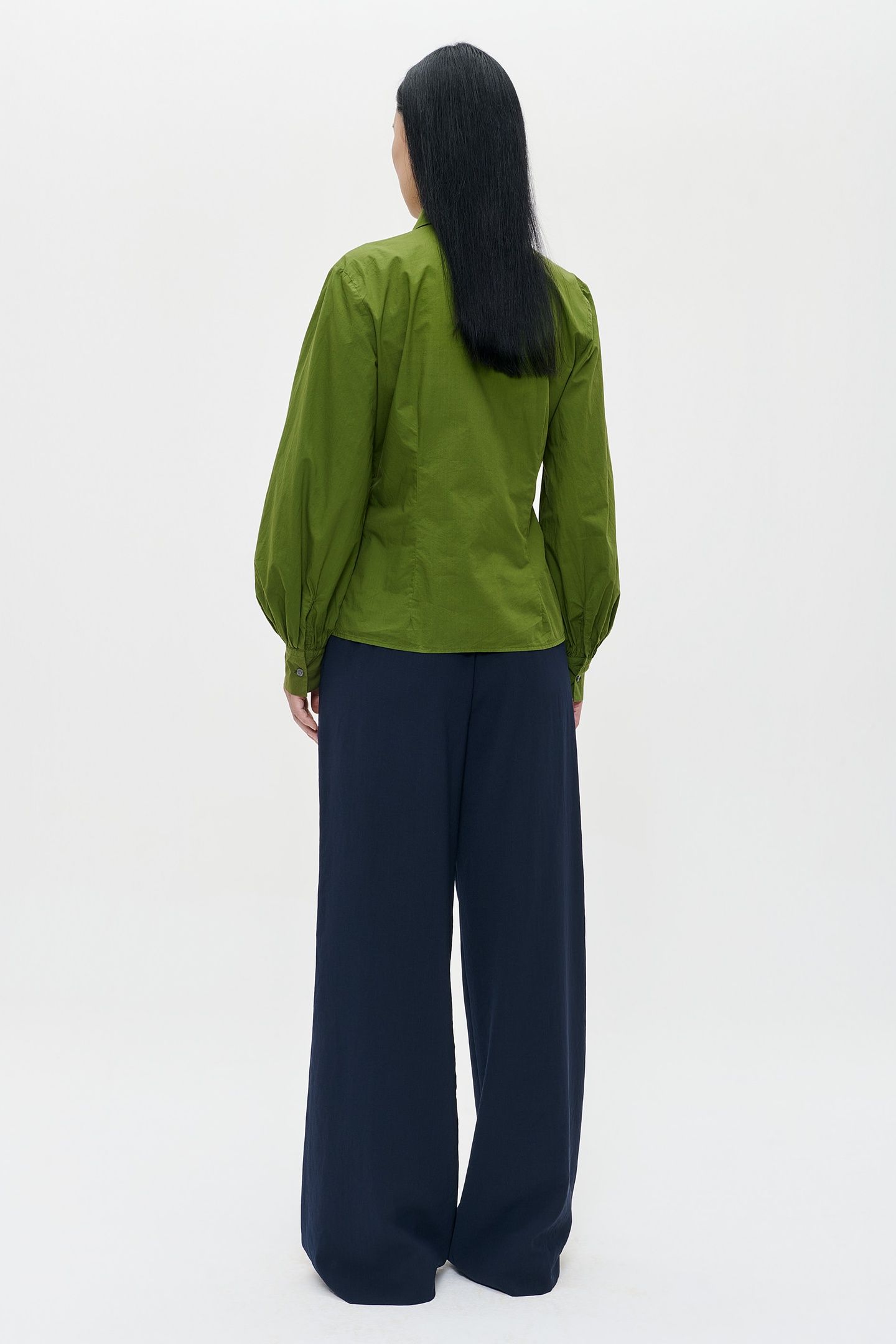 POPLIN PUFF SLEEVE SHIRT HERB GREEN 3
