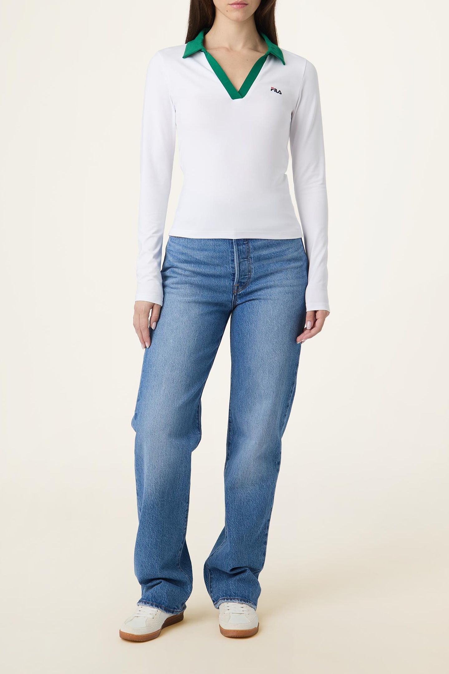 CERRIONE SLIM JOHNNY COLLAR TOP BRIGHT WHITE 2