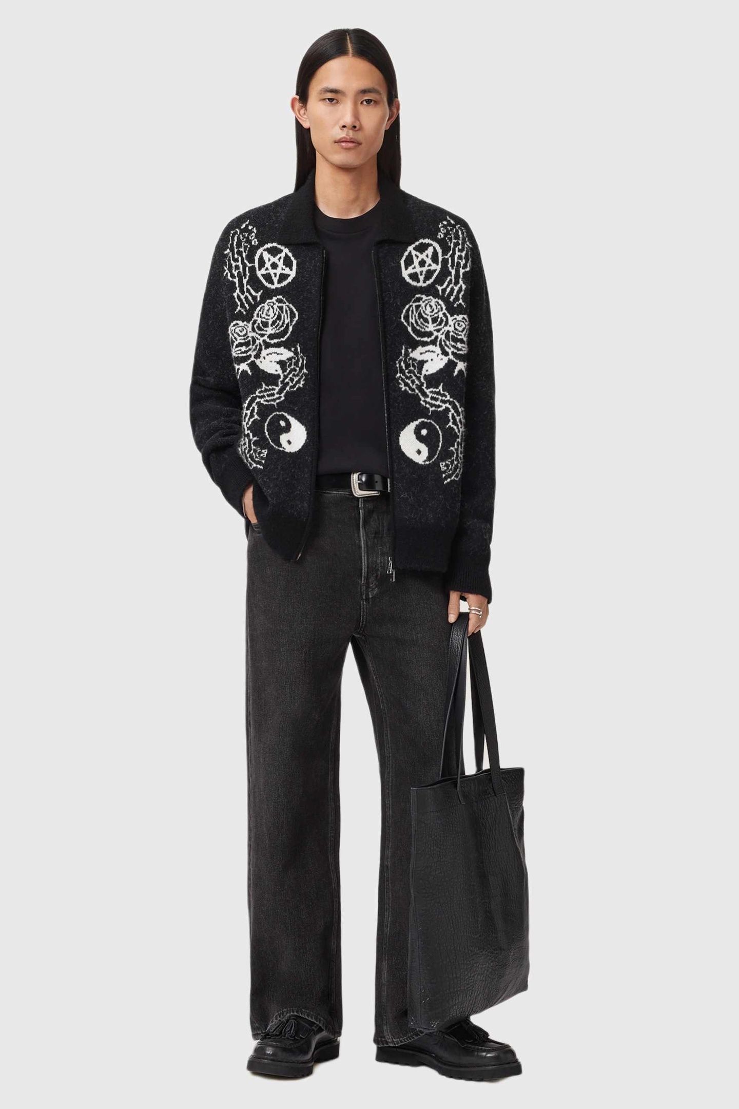 WARNER CARDIGAN CINDER BLACK/WHITE 3