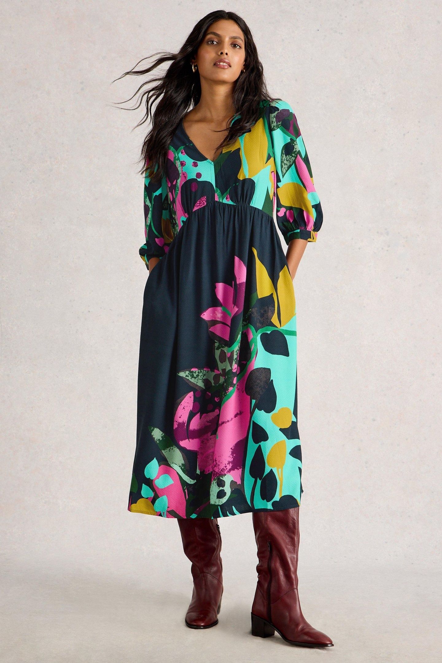 LUCY MIDI DRESS PINK MULTI 1