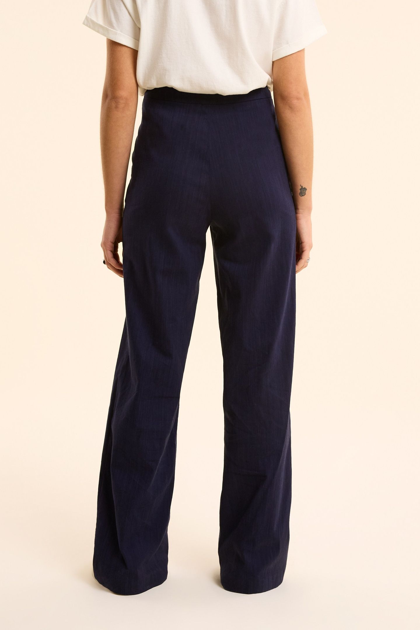 WIDE-LEG NAVY SUIT PANTS MARINE 4