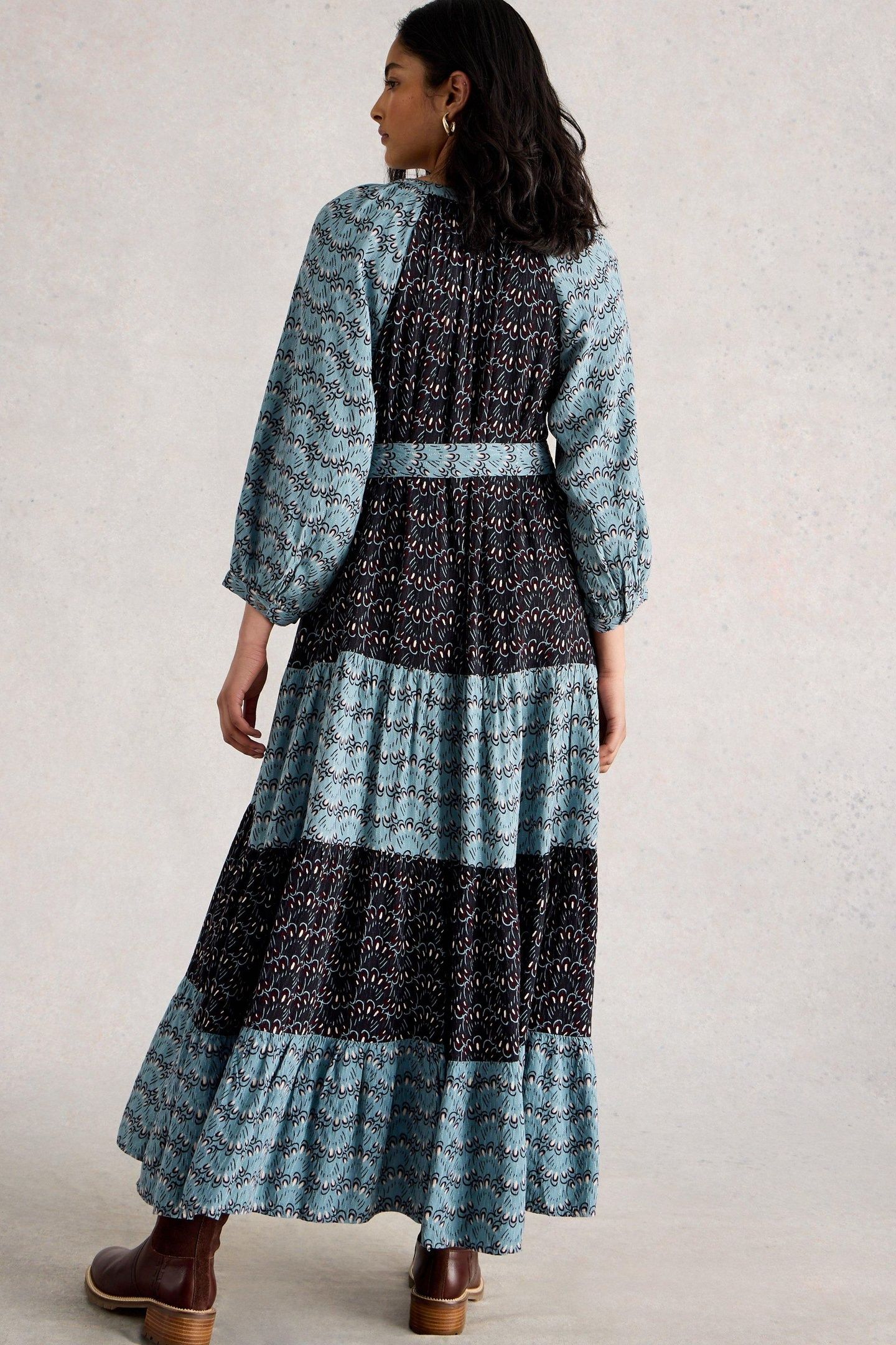CLEMENTINE MIDI DRESS BLUE MULTI 2