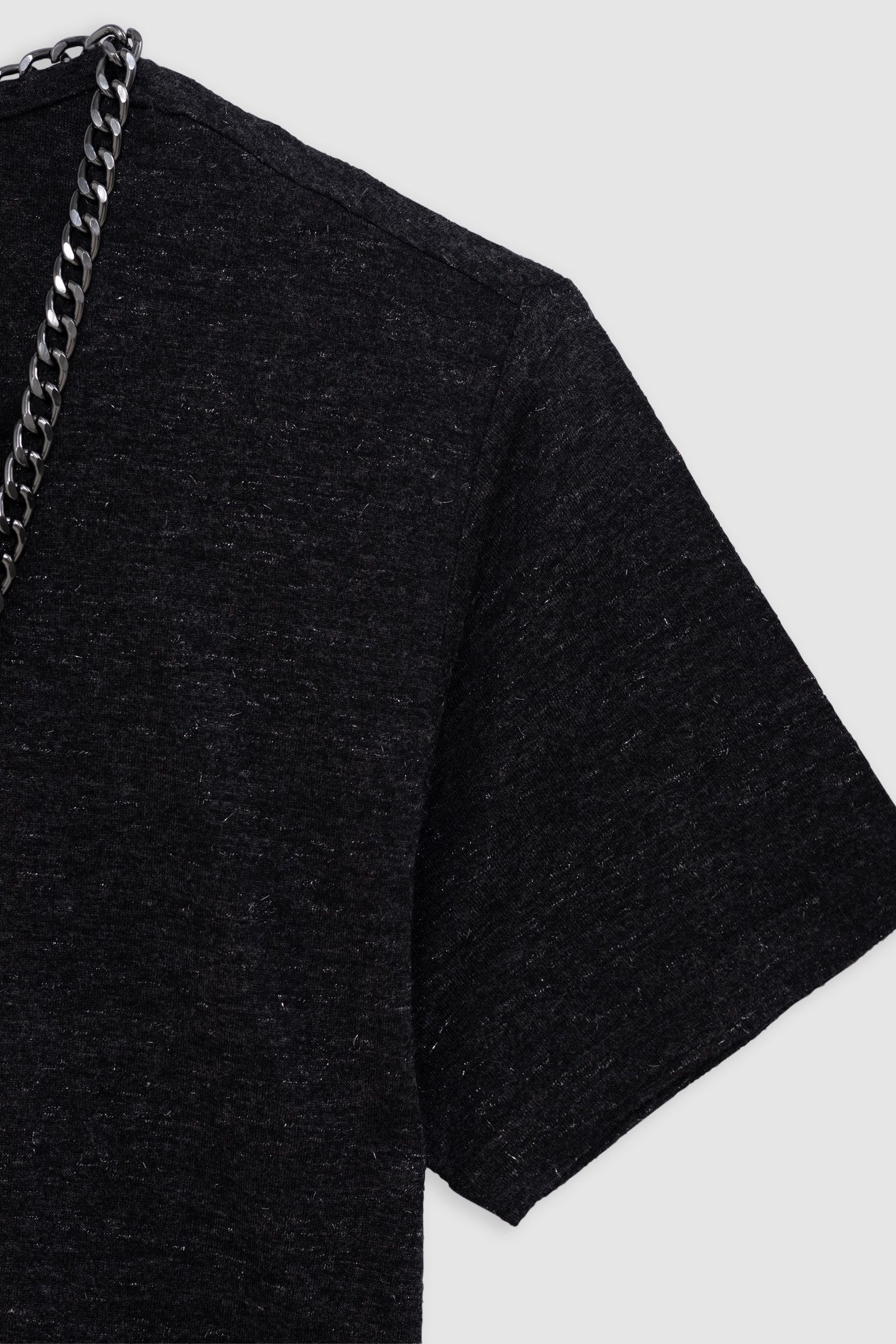 GREY SEQUINED V-NECK JEWEL T-SHIRT 4