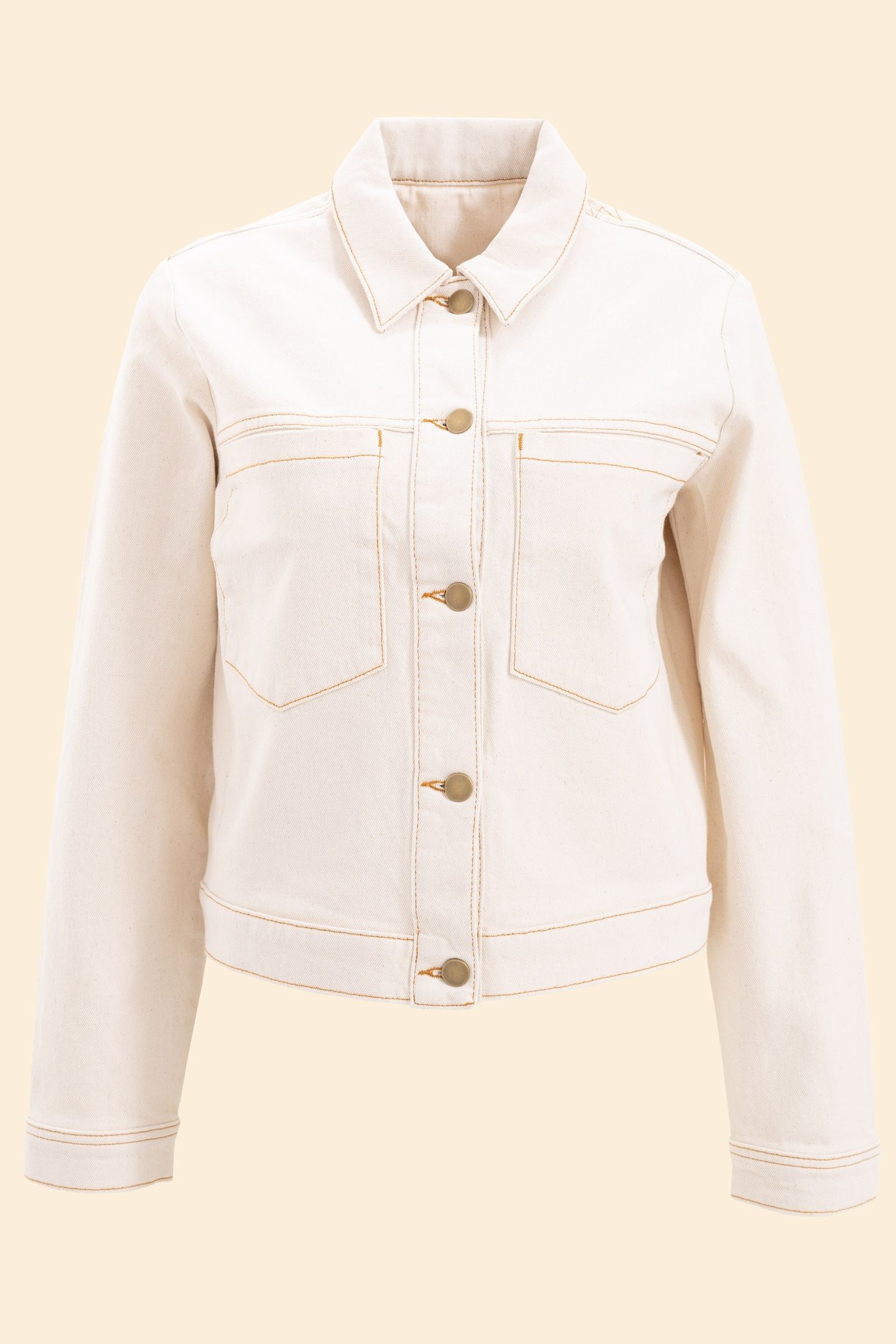 OFF-WHITE DENIM JACKET WITH OCHRE STITCHING ECRU 5