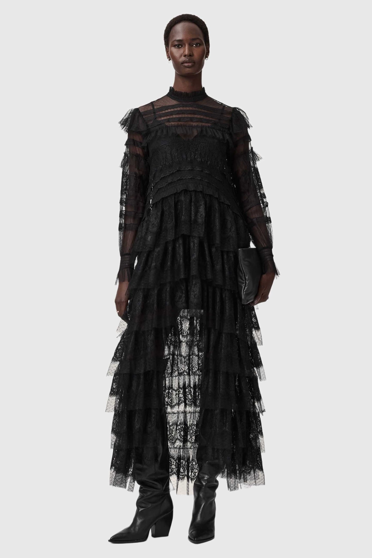 CAVARLY LS MAXI DRES LACE BLACK 3