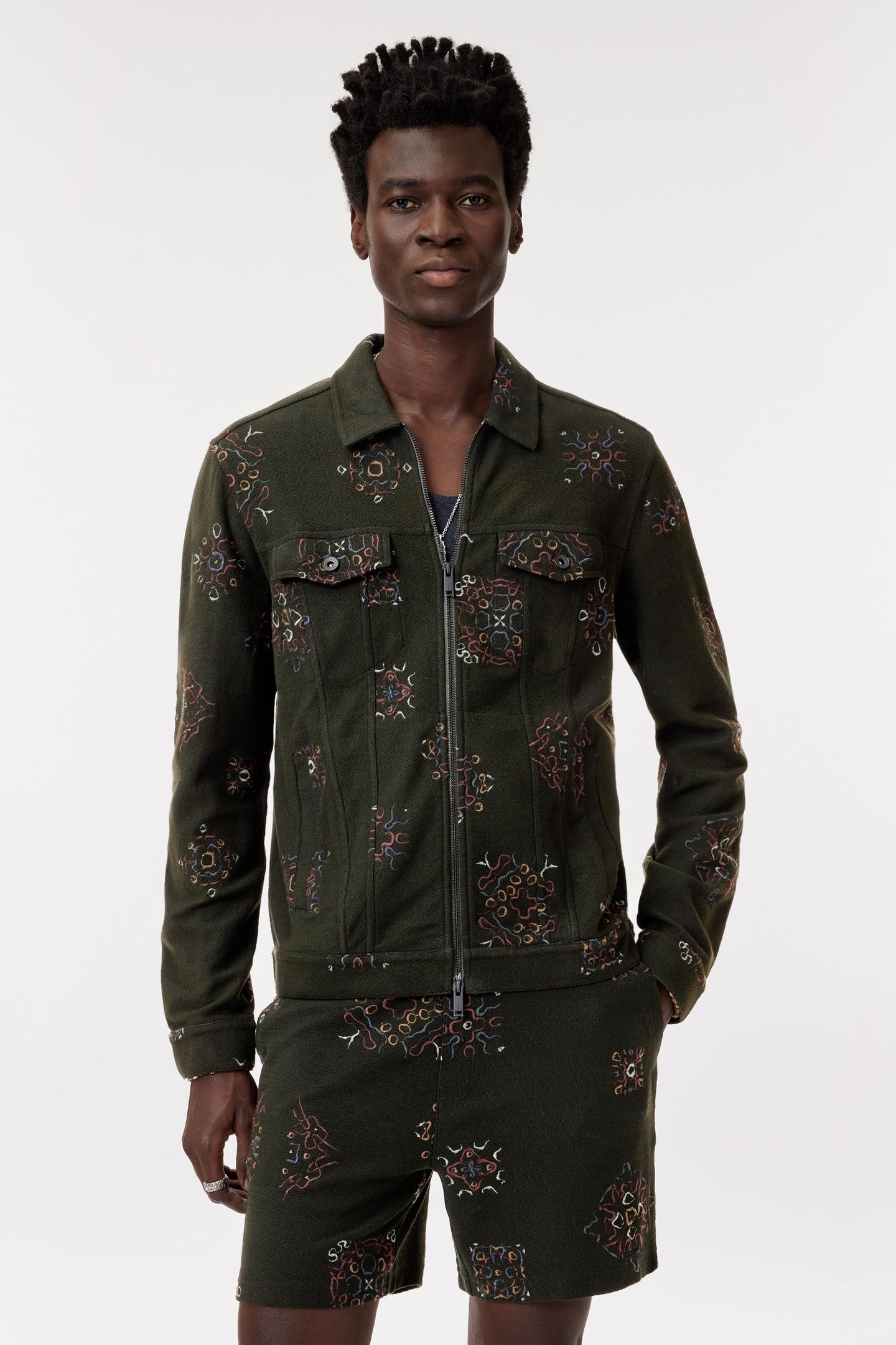 ANTHONY TRUCKER JACKET WITH EMB MOSS 1