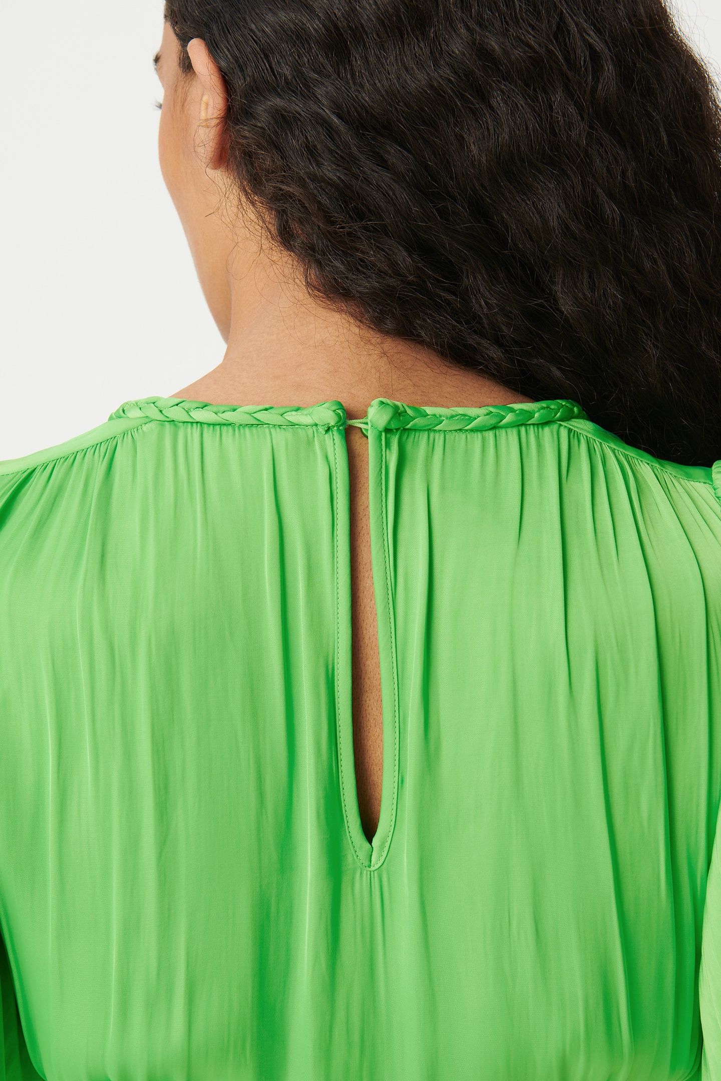 SHORT GREEN SATIN PLEATED DRESS 7
