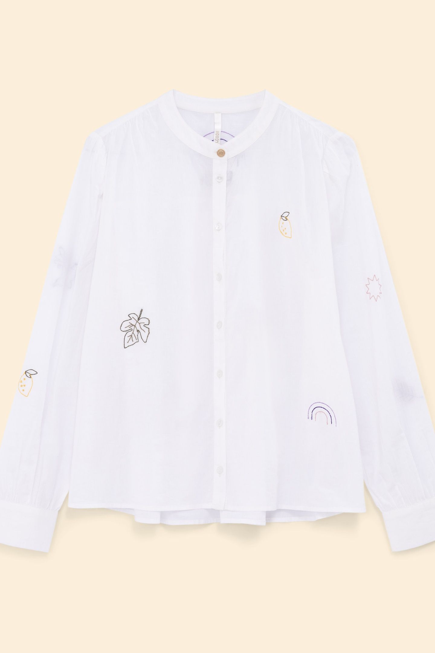 WHITE SHIRT WITH COLORED EMBROIDERY OFF-WHITE 7
