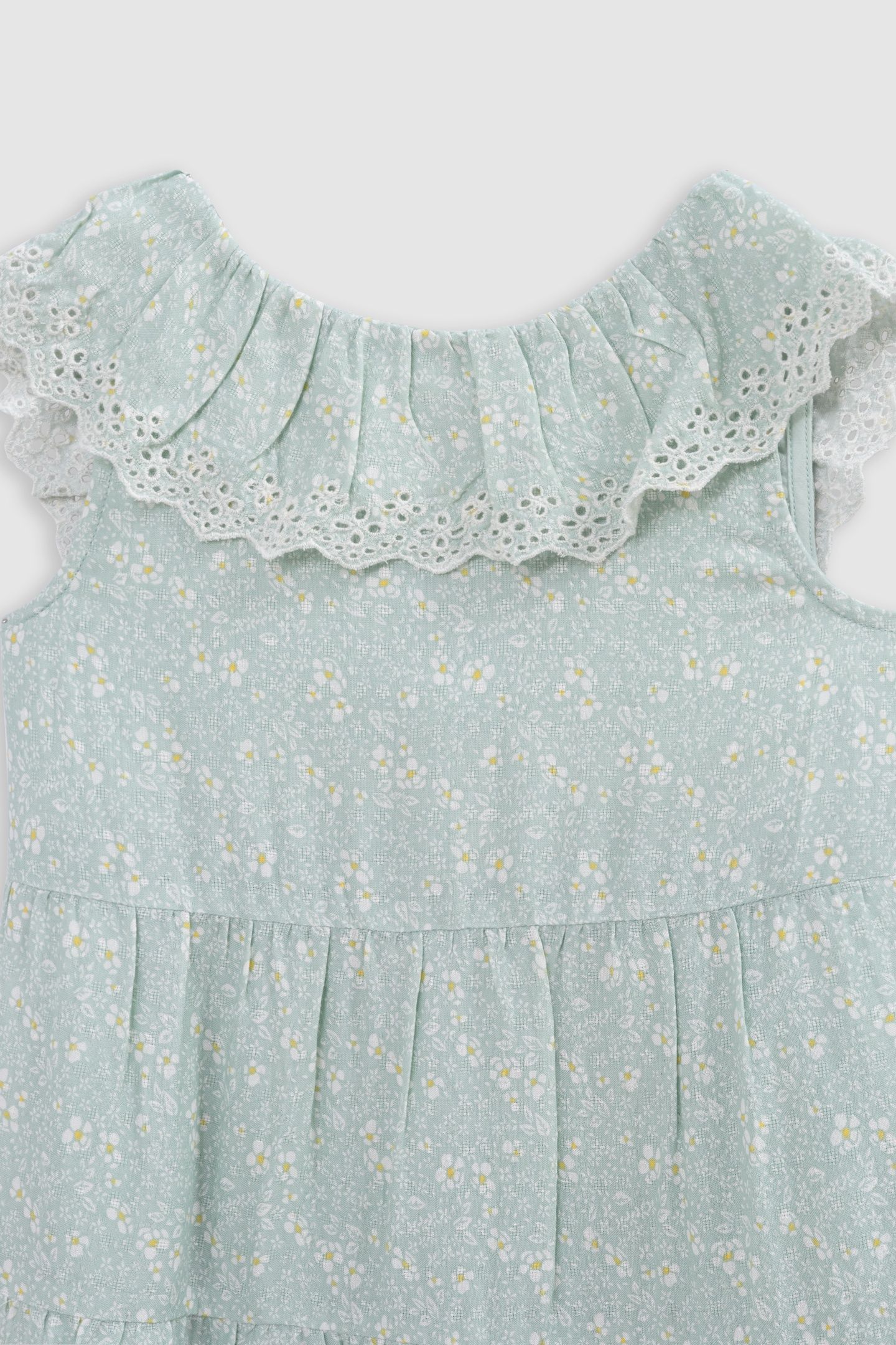 WATER GREEN FLORAL PRINT LONG DRESS 3