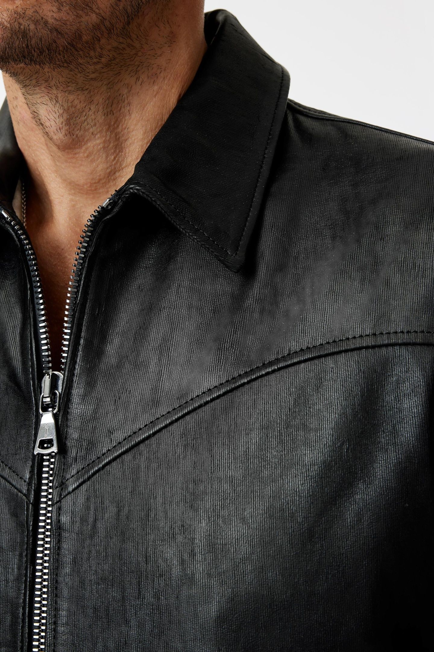 WESTERN YOKE ZIP JACKET WITH MULTI WELT BLACK 3